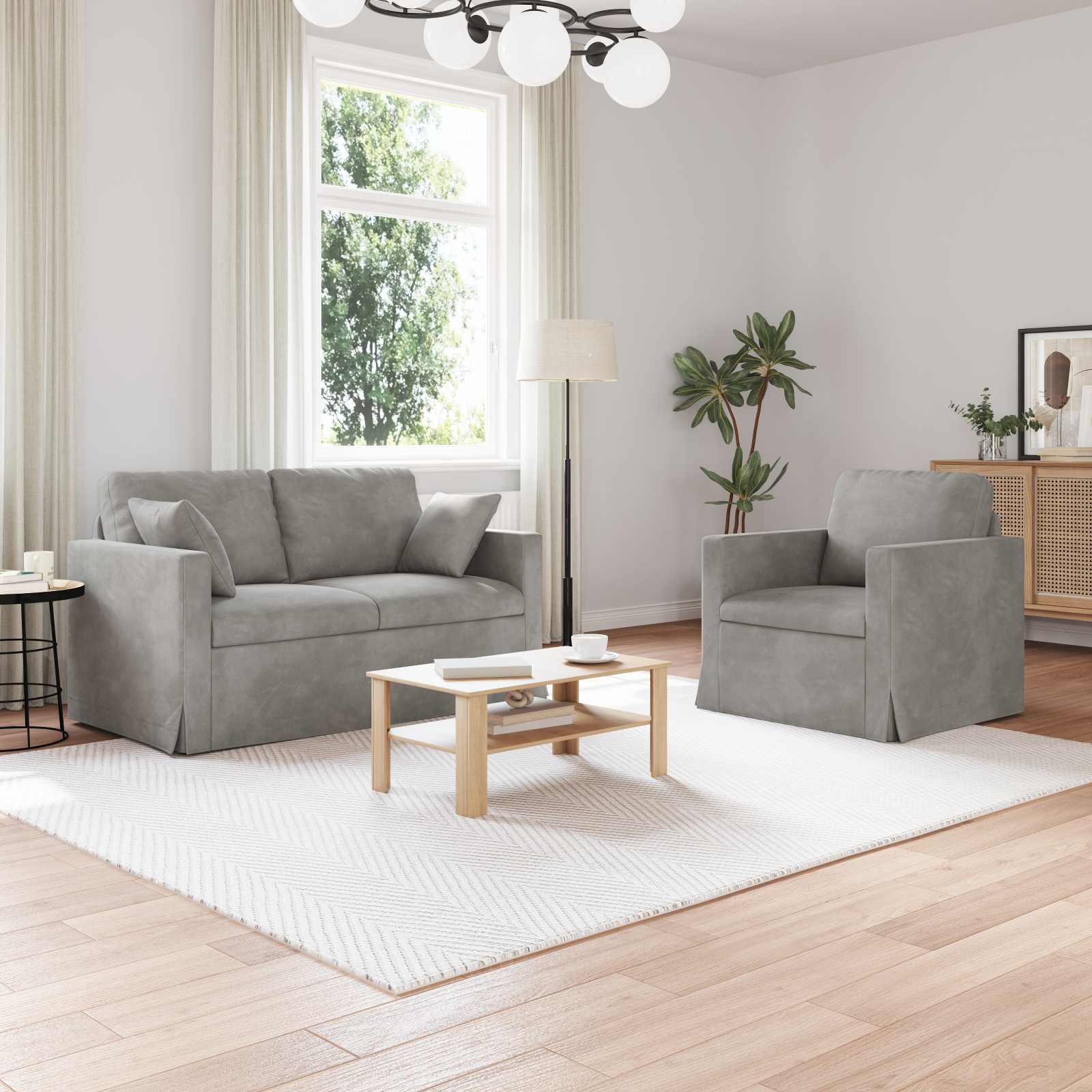 Set sofe 2 pcs Svijetlo siva 138 x 78 x 80 cm Baršun