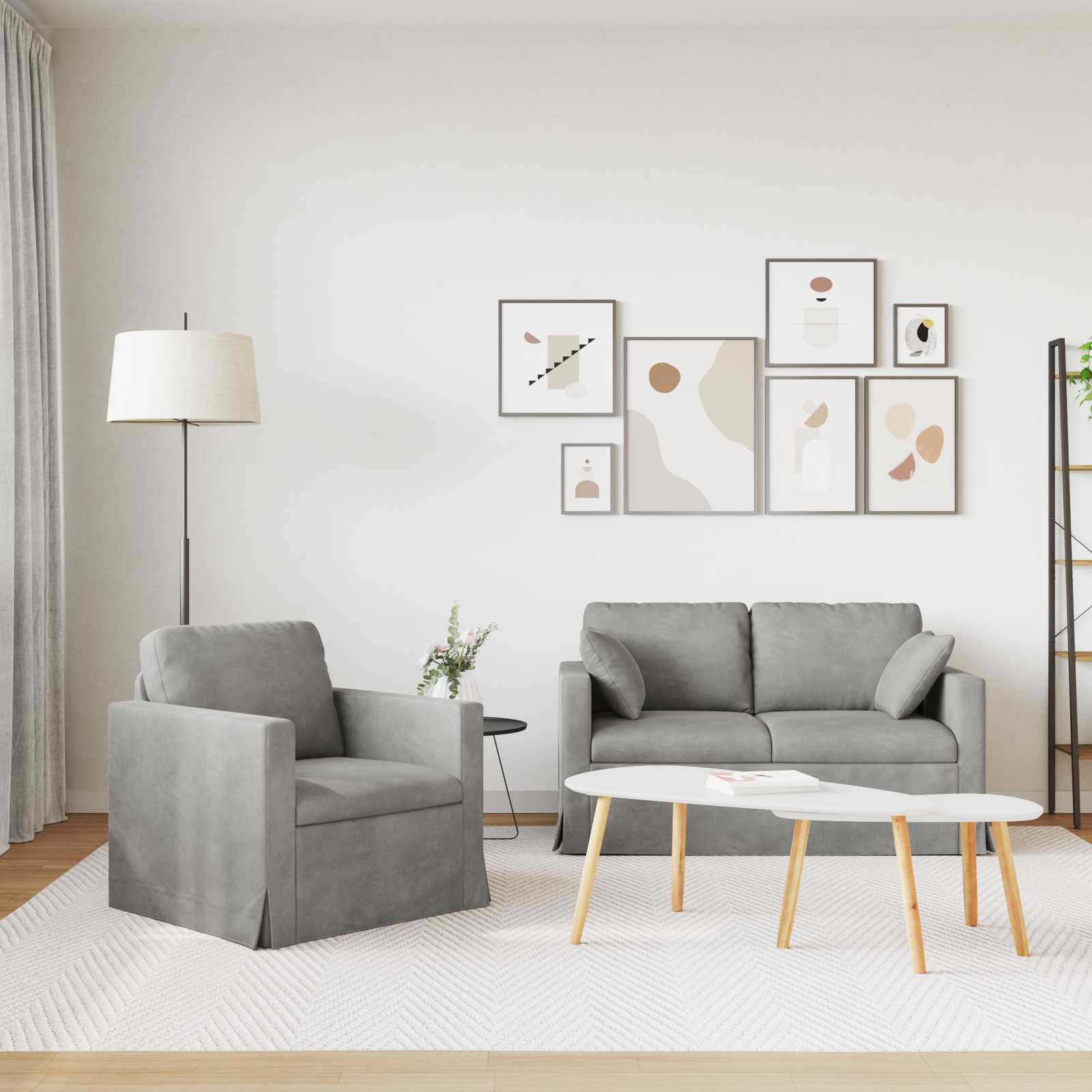 Set sofe 2 pcs Svijetlo siva 138 x 78 x 80 cm Baršun