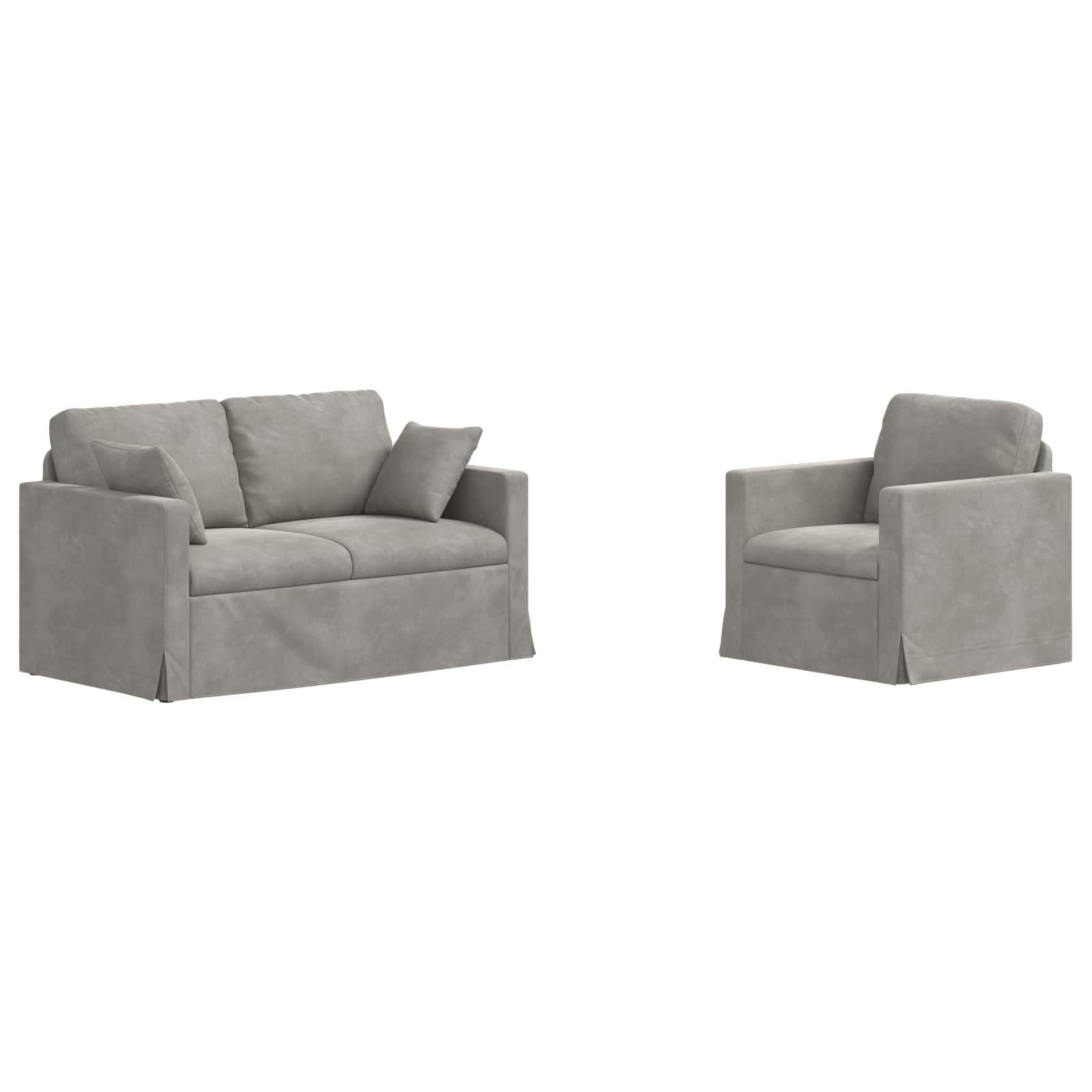 Set sofe 2 pcs Svijetlo siva 138 x 78 x 80 cm Baršun