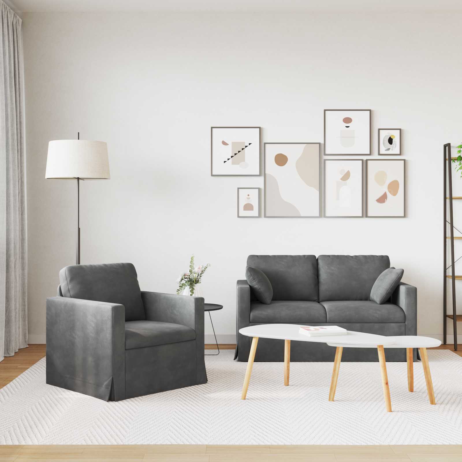 Set sofe 2 pcs Tamno siva 138 x 78 x 80 cm Baršun