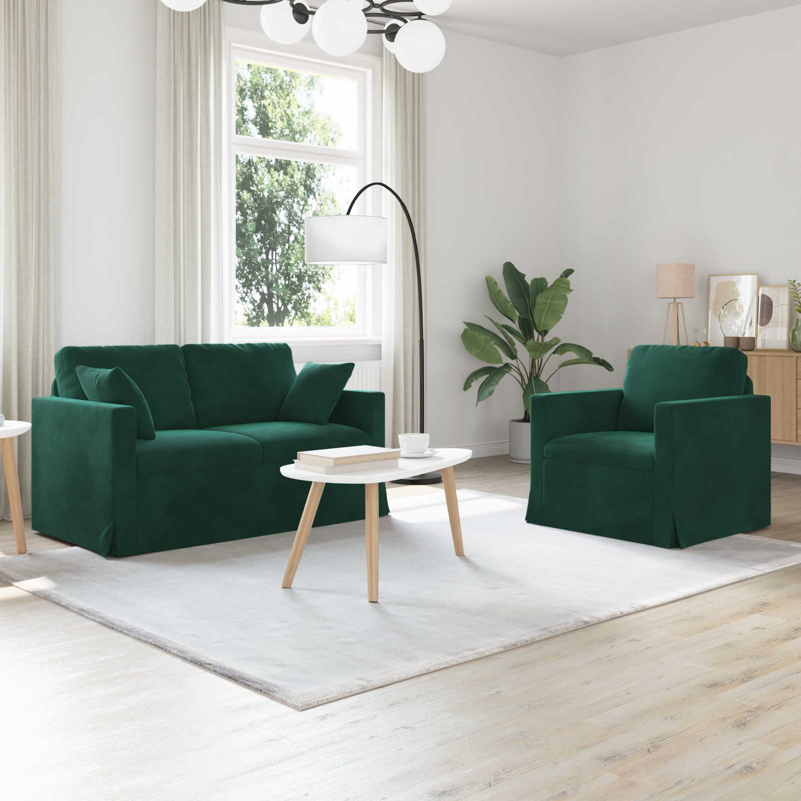 Set sofe 2 pcs Tamnozelena 138 x 78 x 80 cm Baršun