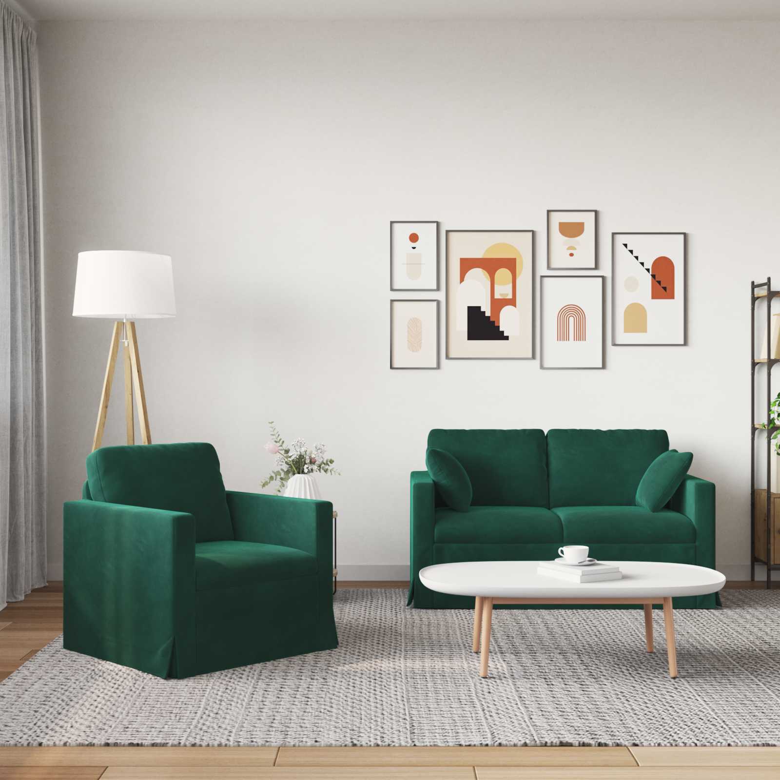 Set sofe 2 pcs Tamnozelena 138 x 78 x 80 cm Baršun