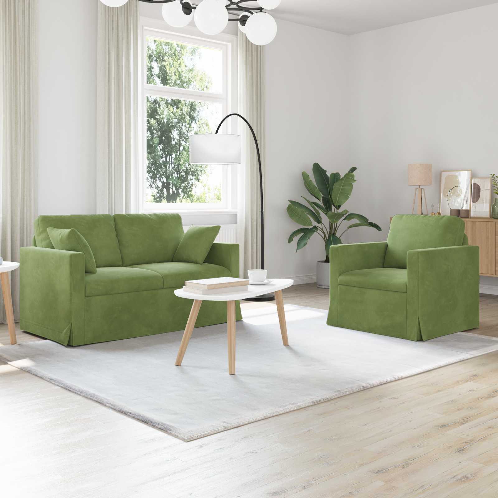 Set sofe 2 pcs Svijetlo zelena 138 x 78 x 80 cm Baršun