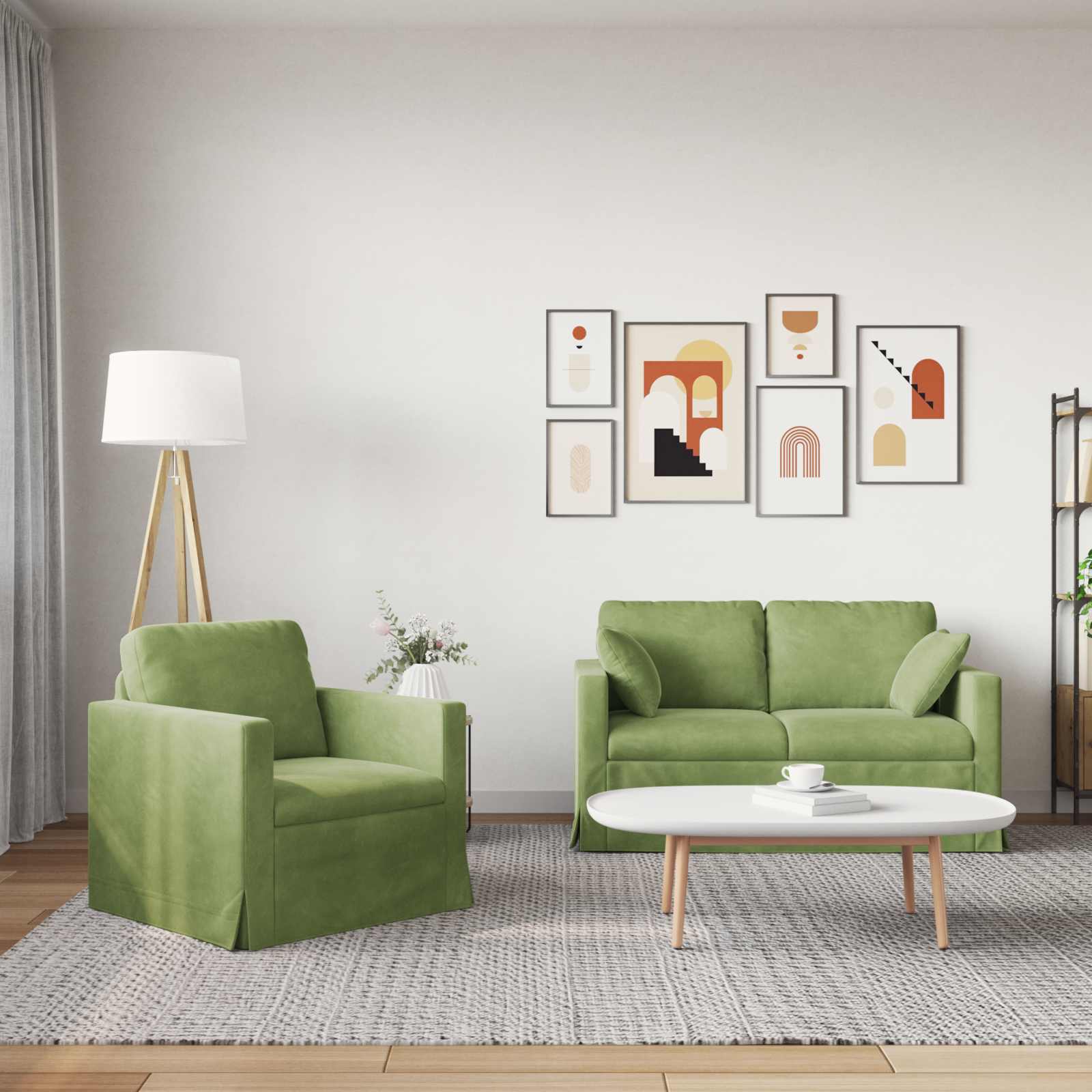 Set sofe 2 pcs Svijetlo zelena 138 x 78 x 80 cm Baršun