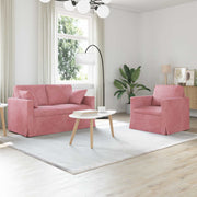 Set sofe 2 pcs Ružičasta 138 x 78 x 80 cm Baršun