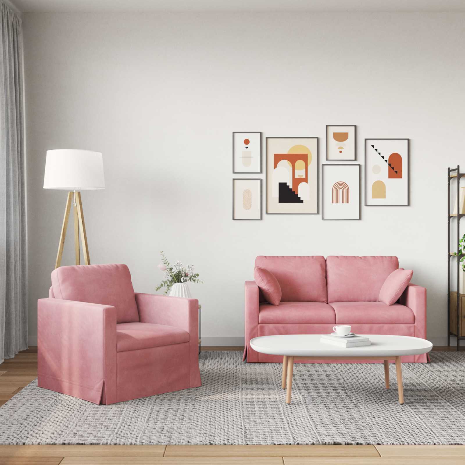 Set sofe 2 pcs Ružičasta 138 x 78 x 80 cm Baršun