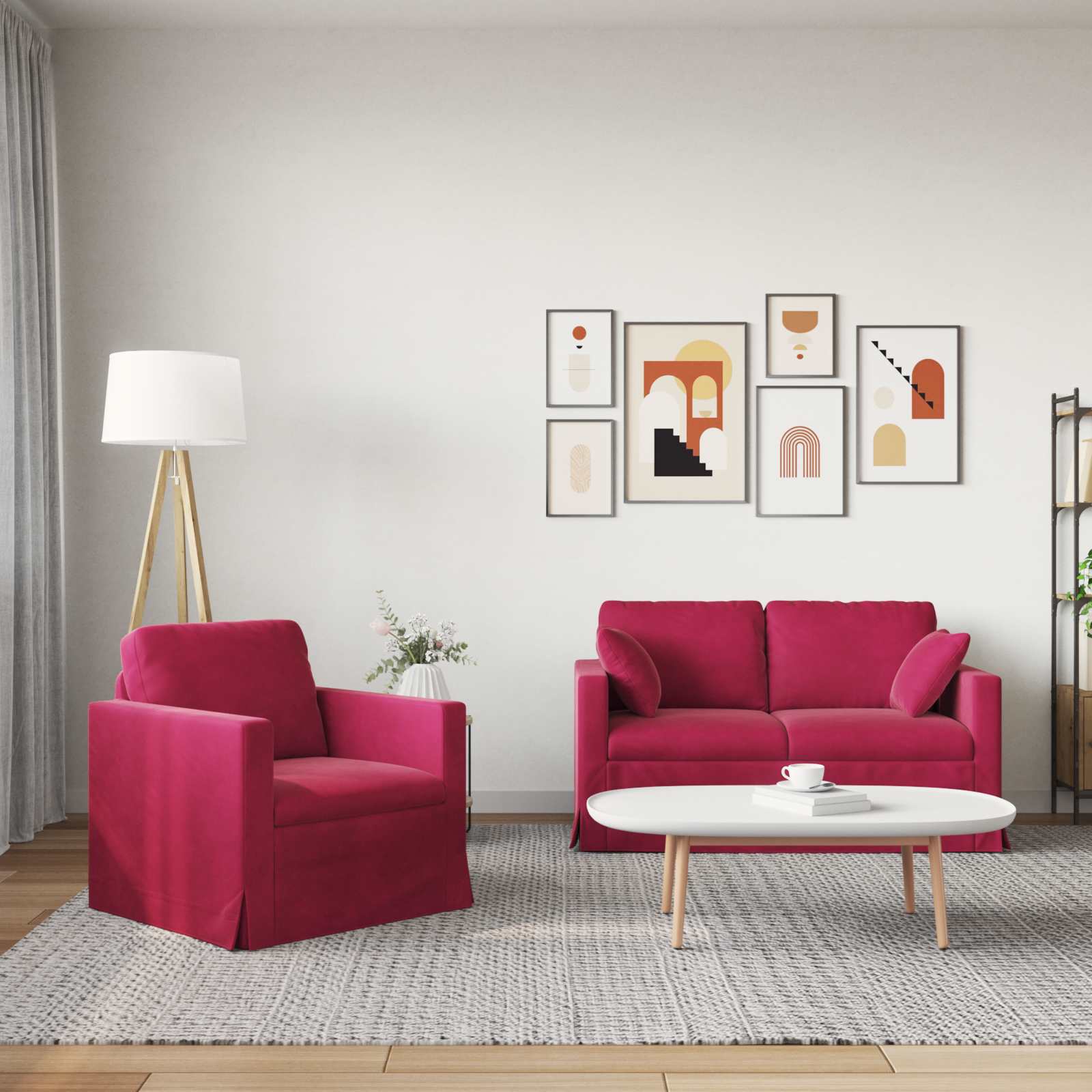 Set sofe 2 pcs Vinska crvena 138 x 78 x 80 cm Baršun