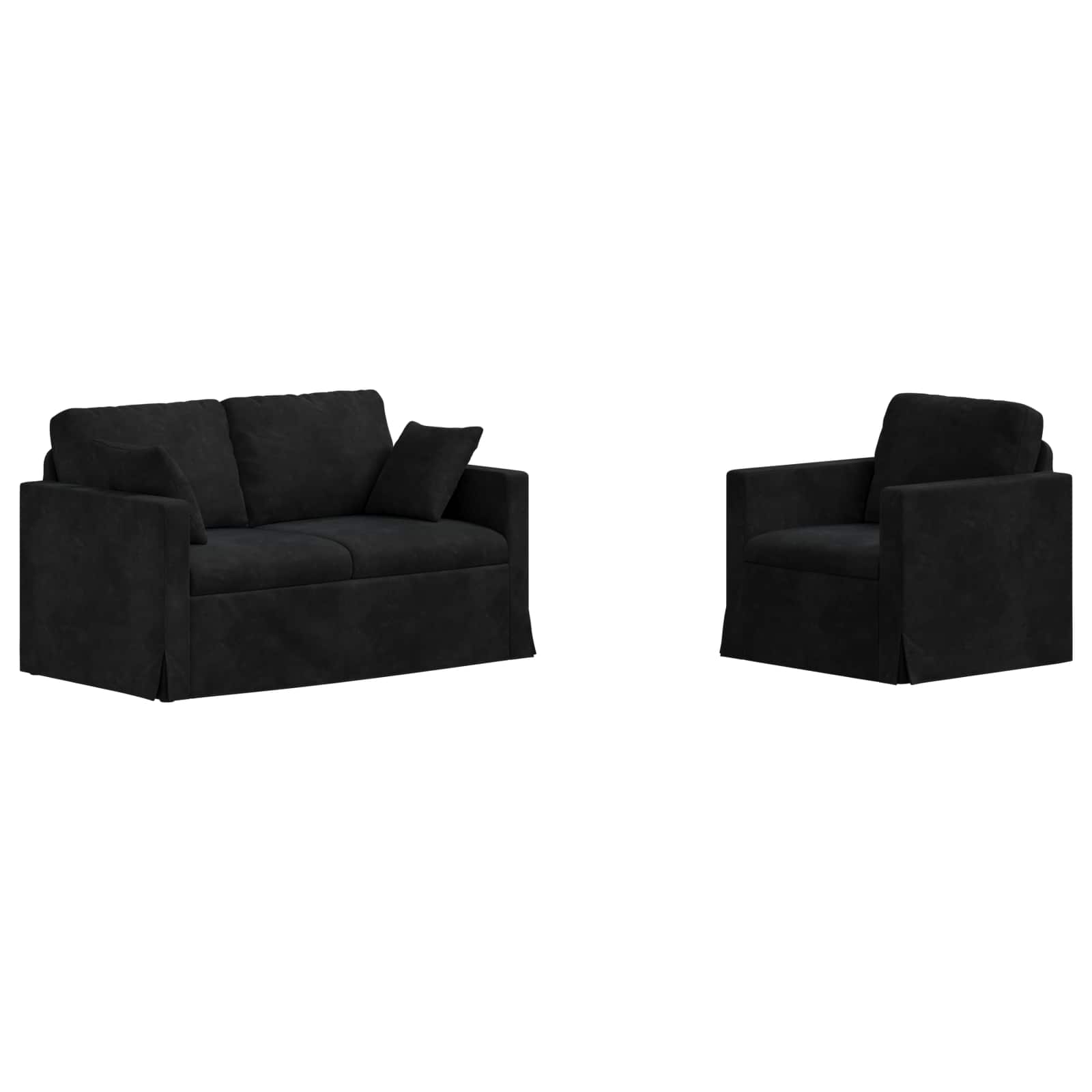 Set sofe 2 pcs Crna 138 x 78 x 80 cm Baršun