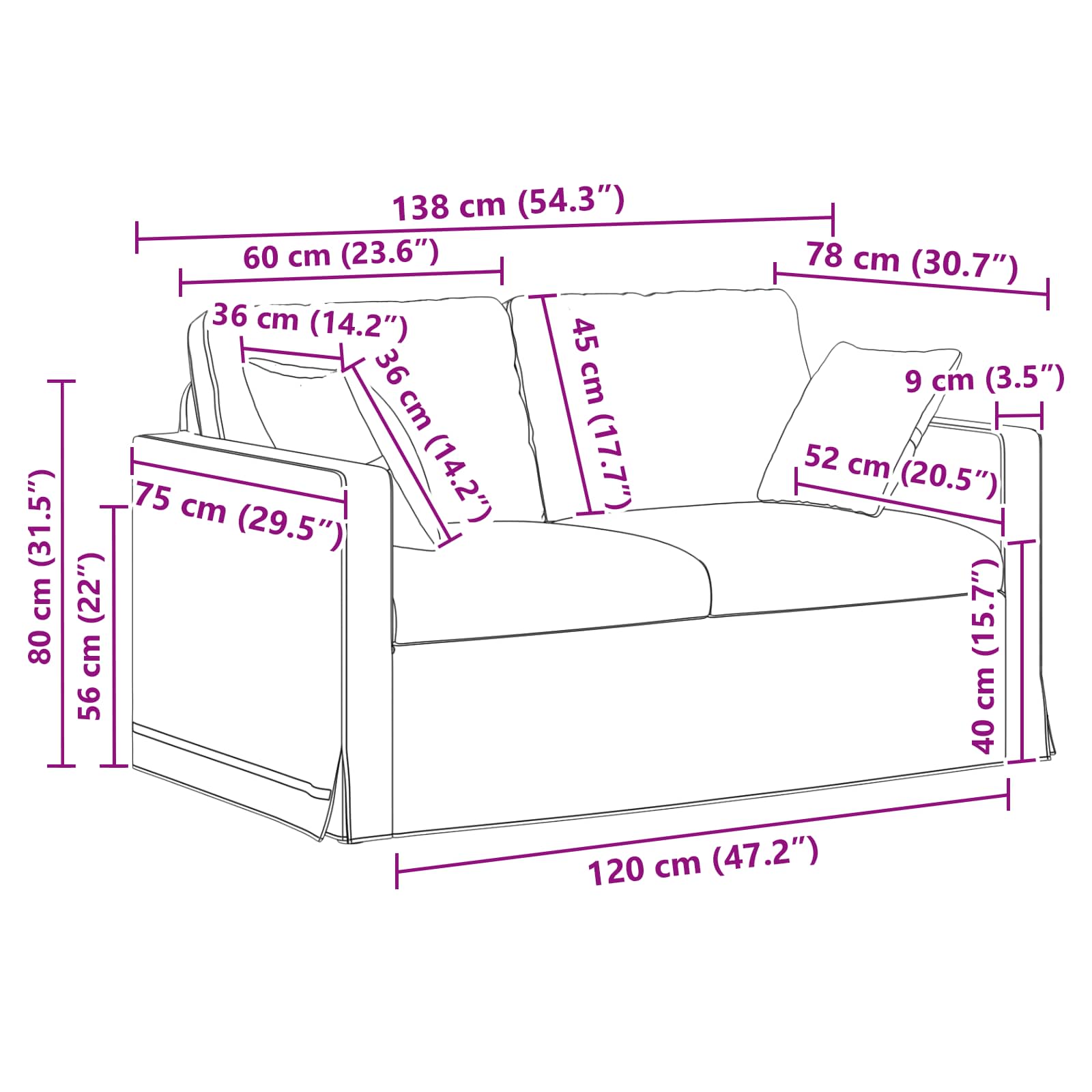 Set sofe 2 pcs Crna 138 x 78 x 80 cm Baršun