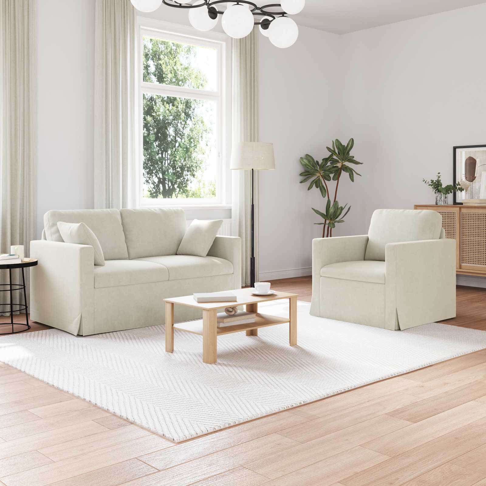 Set sofe 2 pcs Krema 138 x 78 x 80 cm Baršun