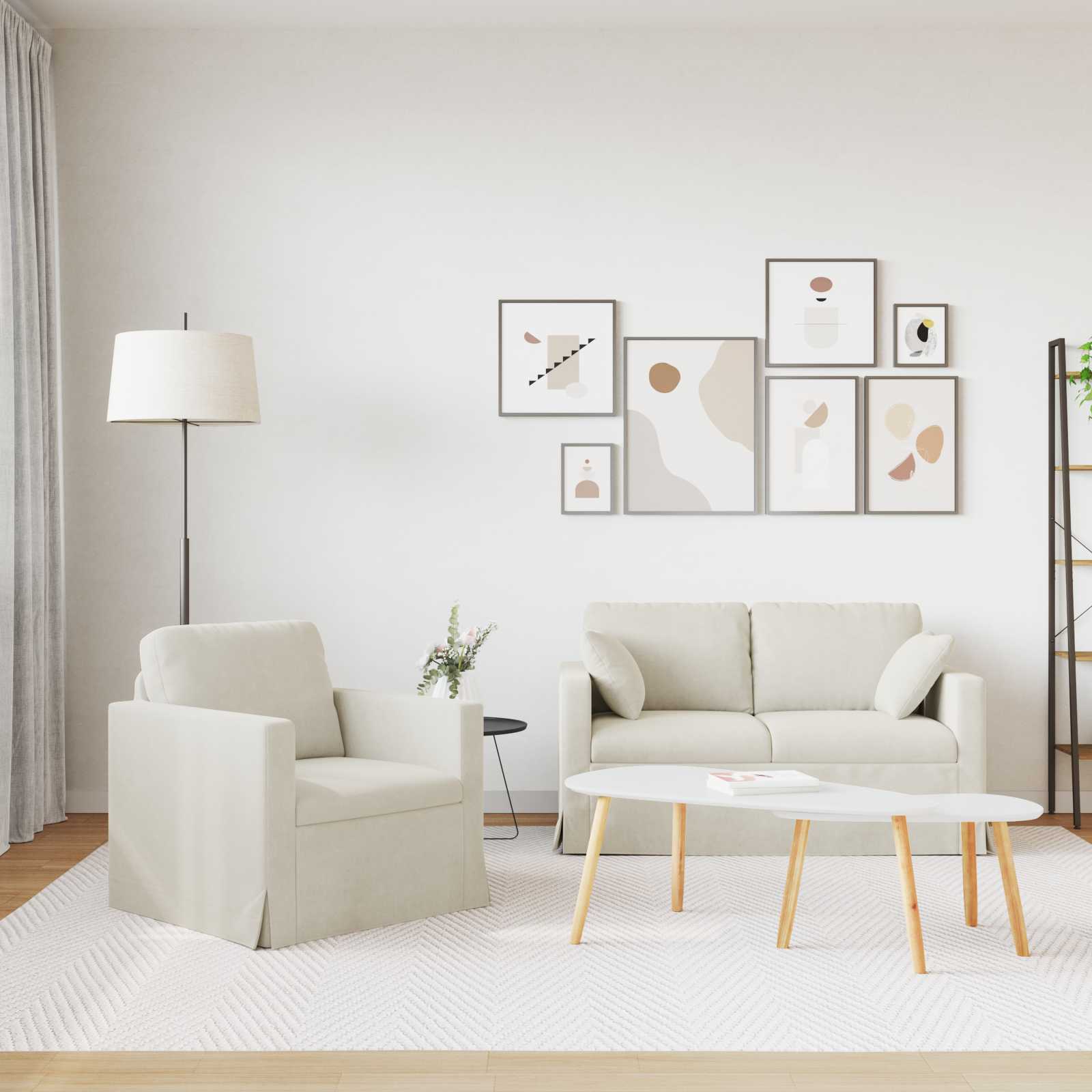 Set sofe 2 pcs Krema 138 x 78 x 80 cm Baršun