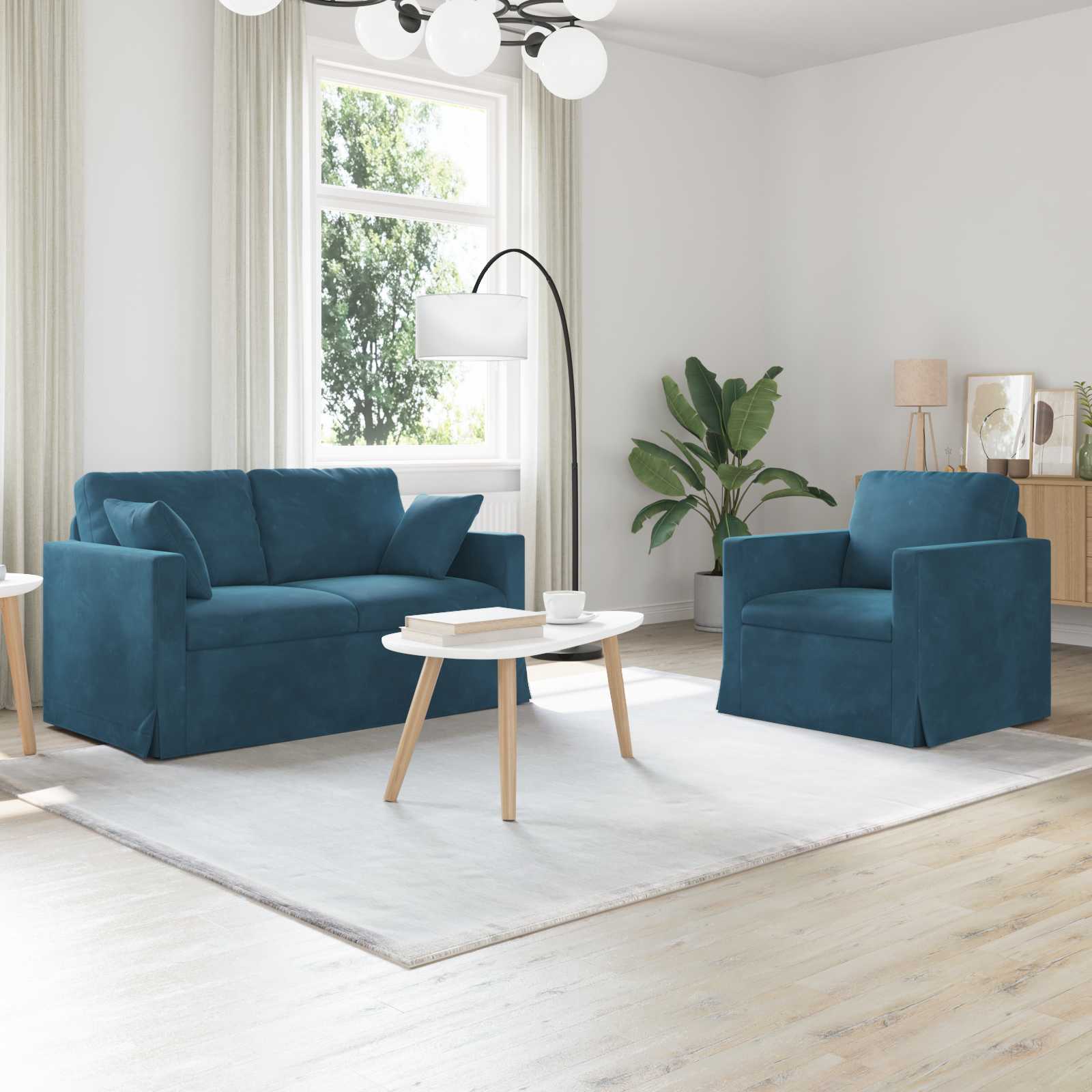 Set sofe 2 pcs Plava 138 x 78 x 80 cm Baršun
