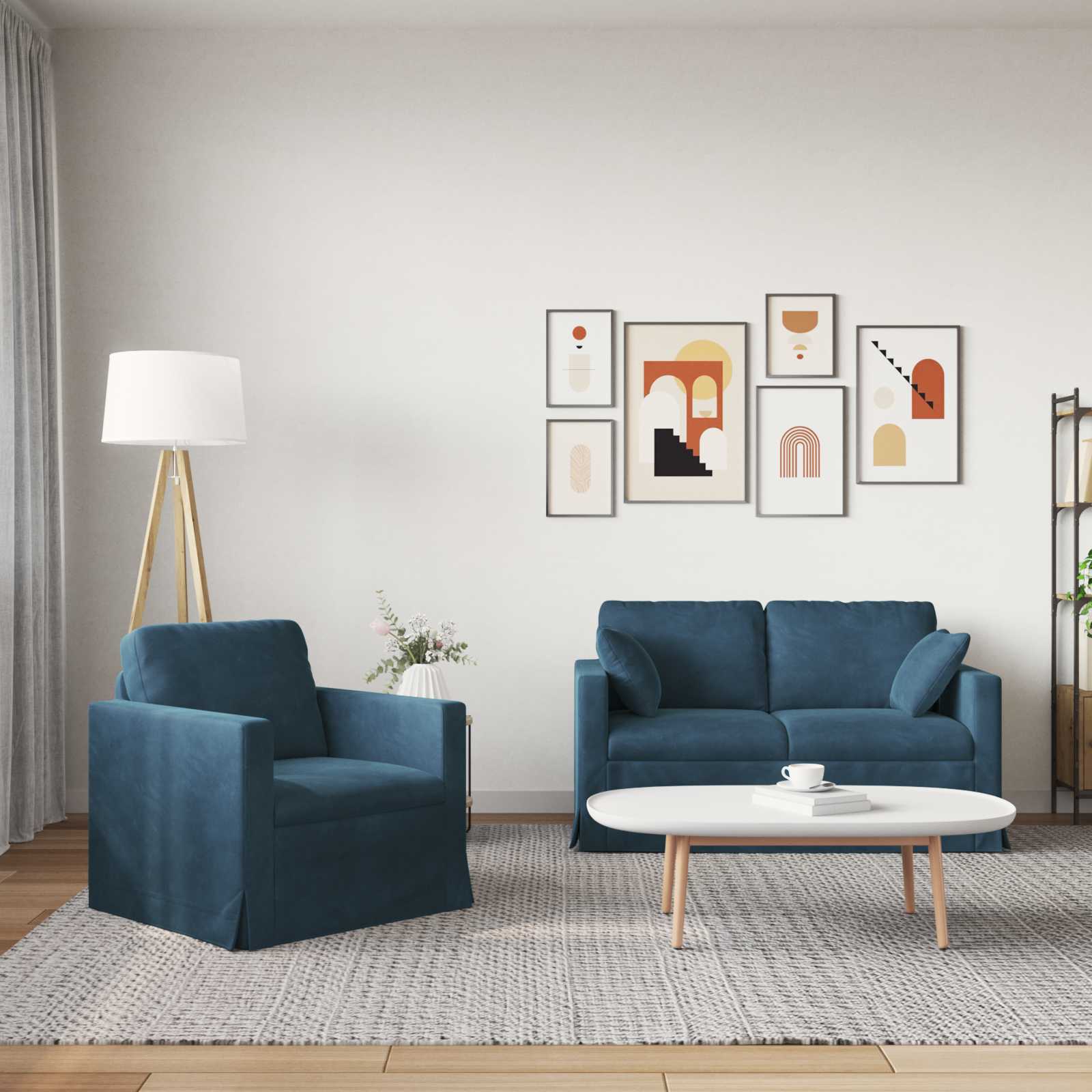 Set sofe 2 pcs Plava 138 x 78 x 80 cm Baršun