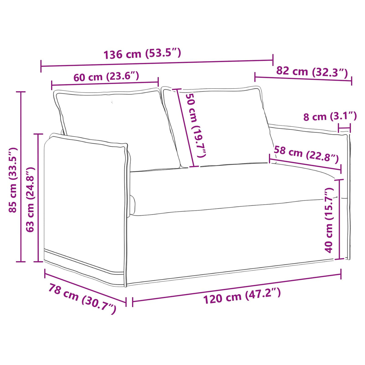 Set sofe 2 pcs Plava 136 x 82 x 85 cm Tkanina