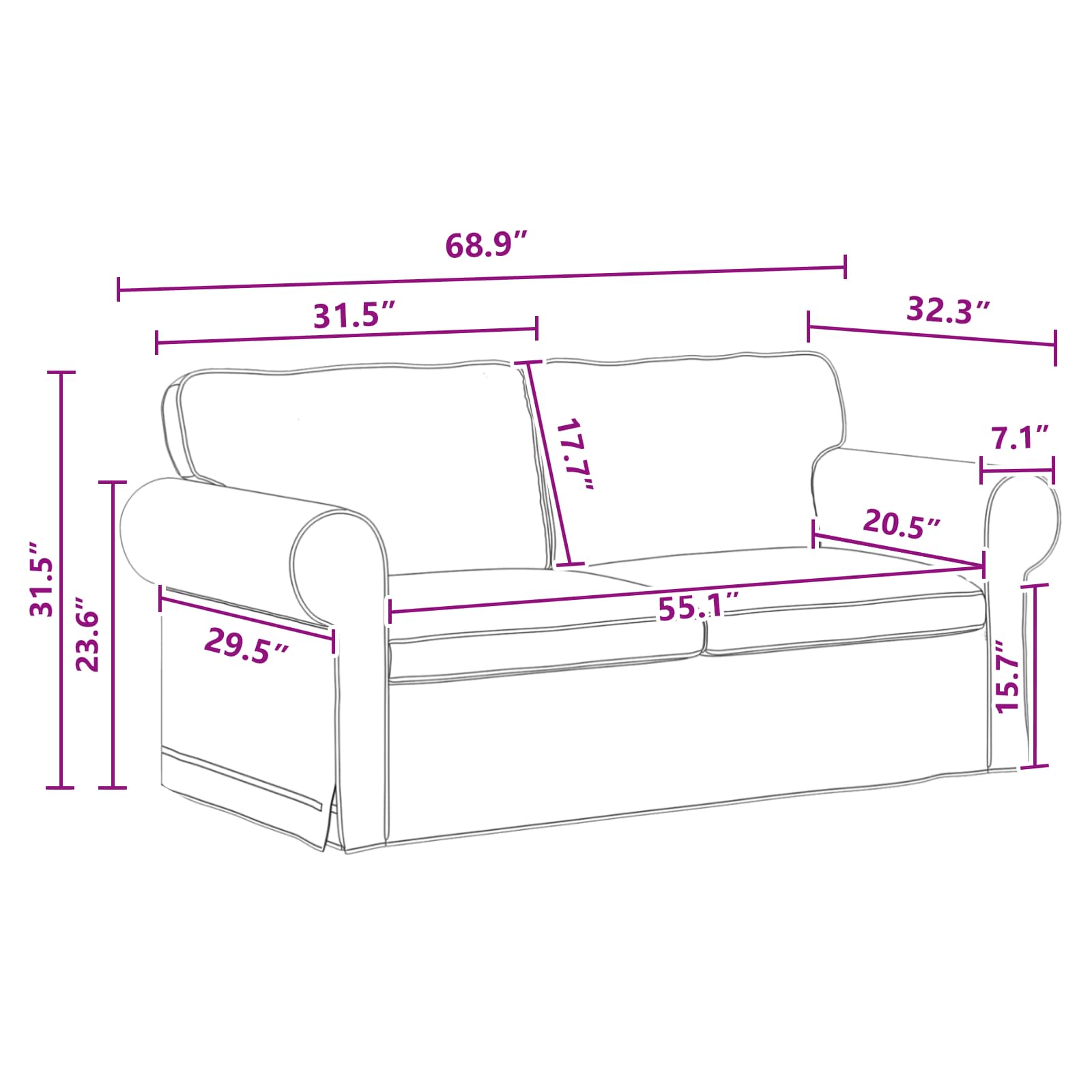 Set sofe 2 pcs Tamno siva 175 x 82 x 80 cm tkanina