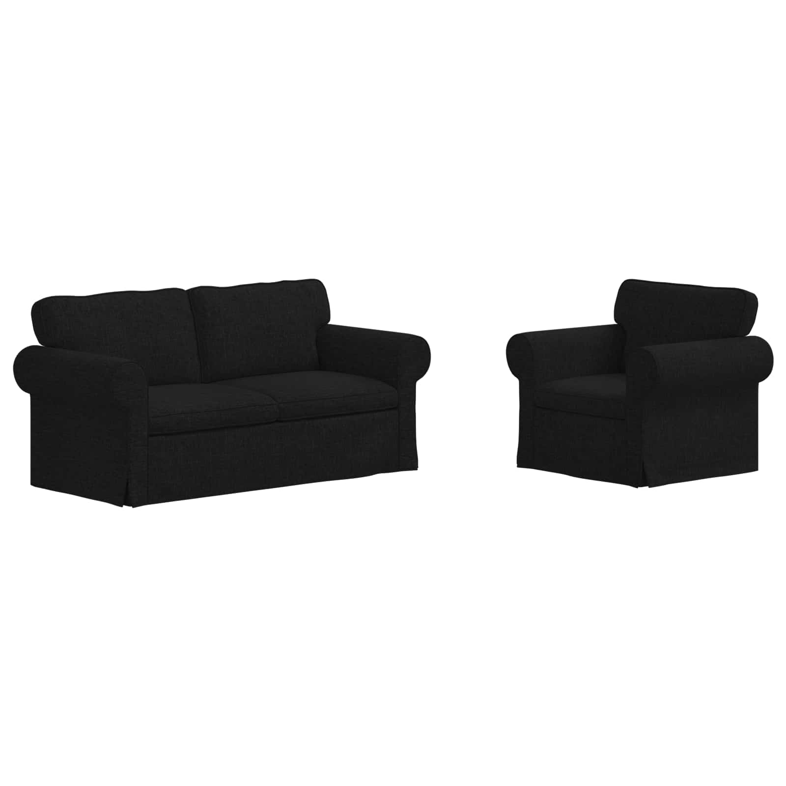 Set sofe 2 pcs Crna 175 x 82 x 80 cm tkanina