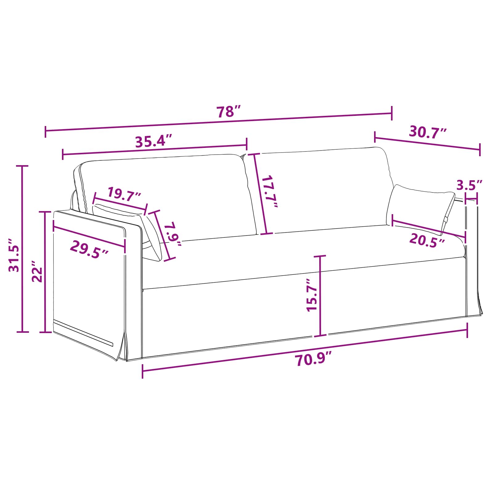 Set sofe 2 pcs Tamno siva 158 x 78 x 80 cm tkanina