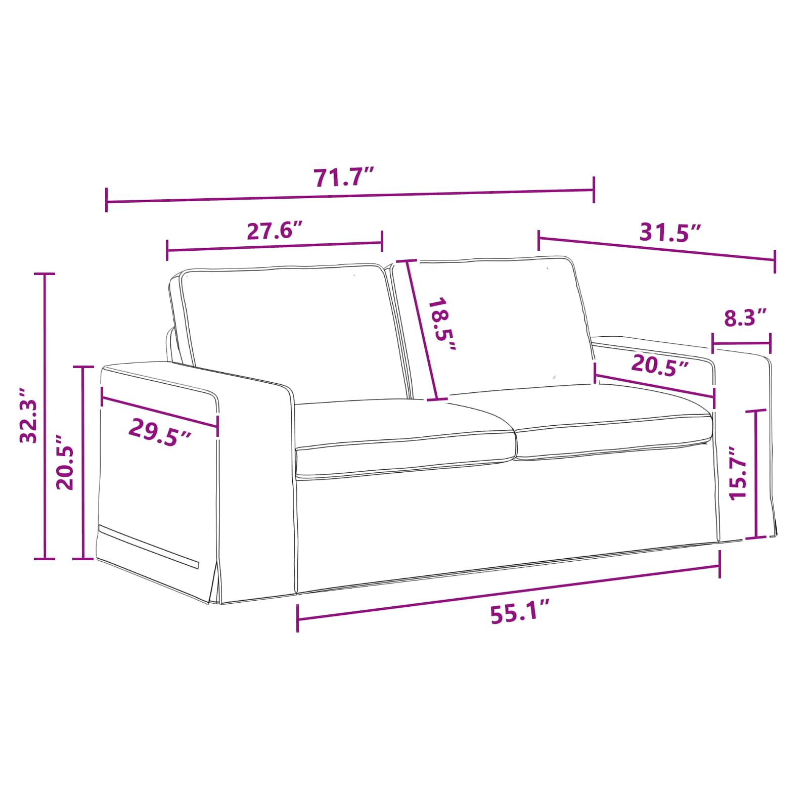 Set sofe 2 pcs Tamno siva 182 x 80 x 82 cm tkanina