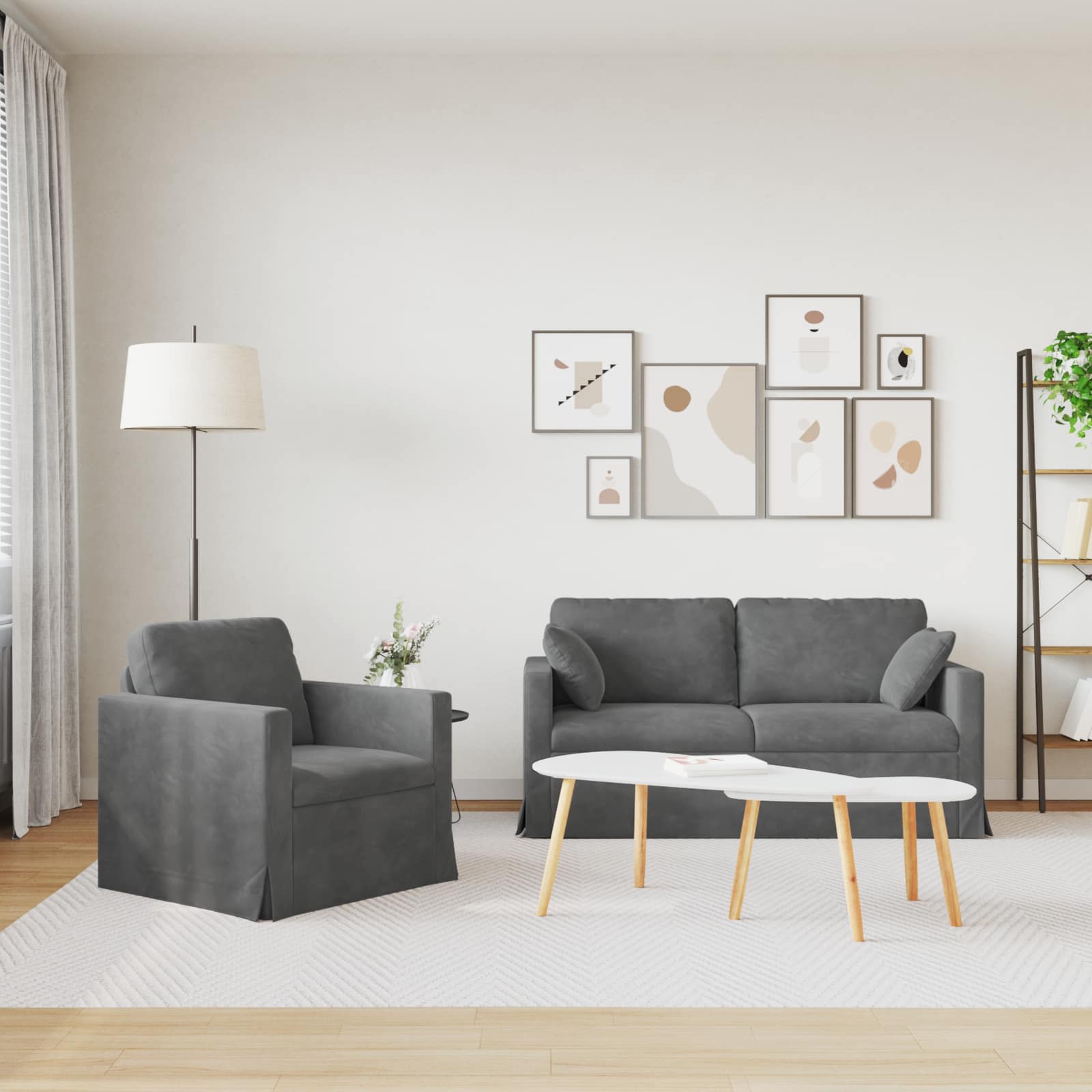 Set sofe 2 pcs Tamno siva 158 x 78 x 80 cm Baršun