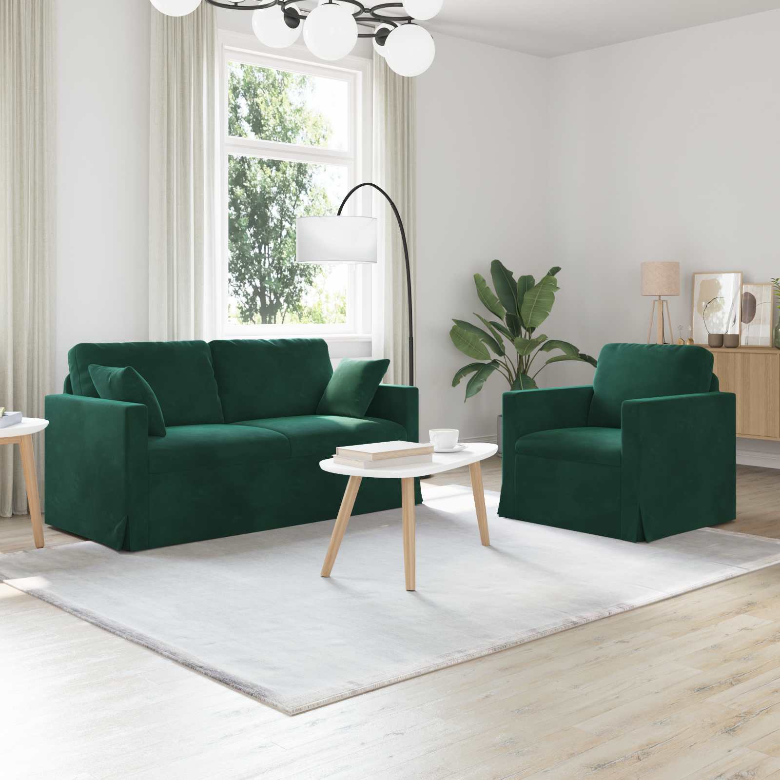Set sofe 2 pcs Tamnozelena 158 x 78 x 80 cm Baršun