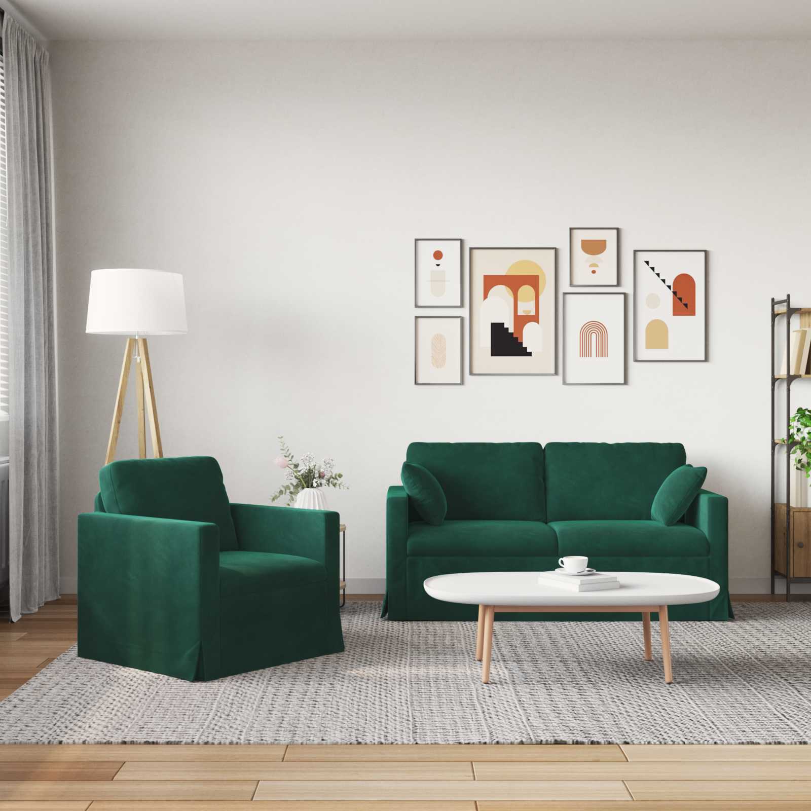 Set sofe 2 pcs Tamnozelena 158 x 78 x 80 cm Baršun