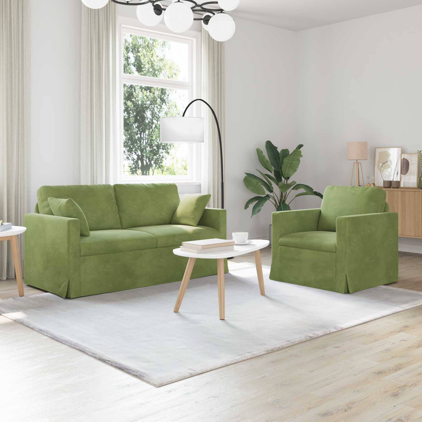 Set sofe 2 pcs Svijetlo zelena 158 x 78 x 80 cm Baršun