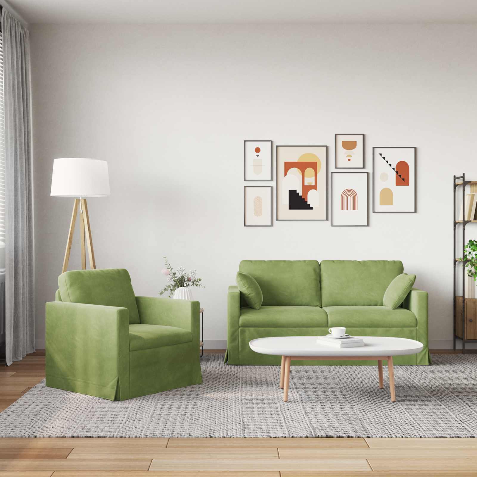 Set sofe 2 pcs Svijetlo zelena 158 x 78 x 80 cm Baršun