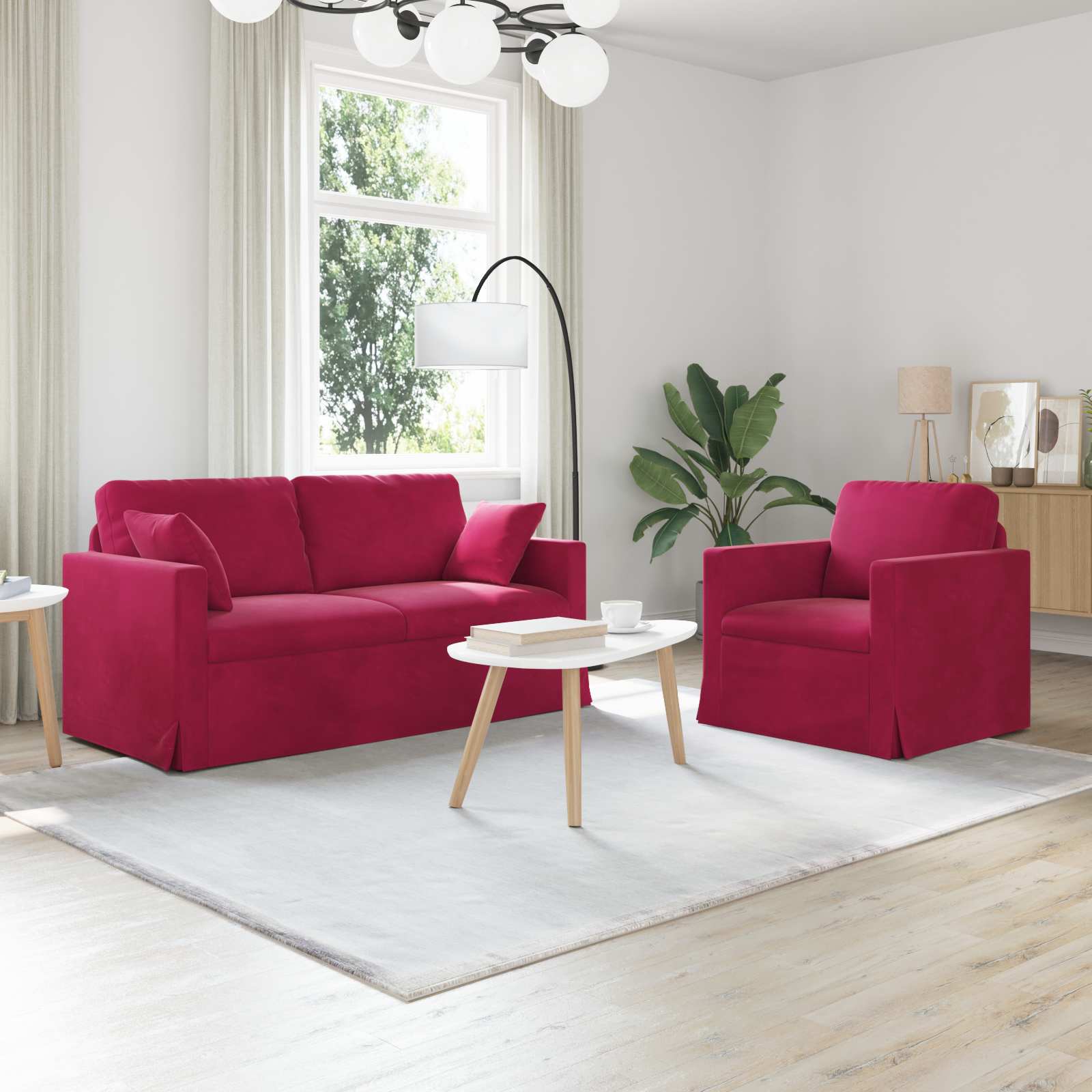 Set sofe 2 pcs Vinska crvena 158 x 78 x 80 cm Baršun