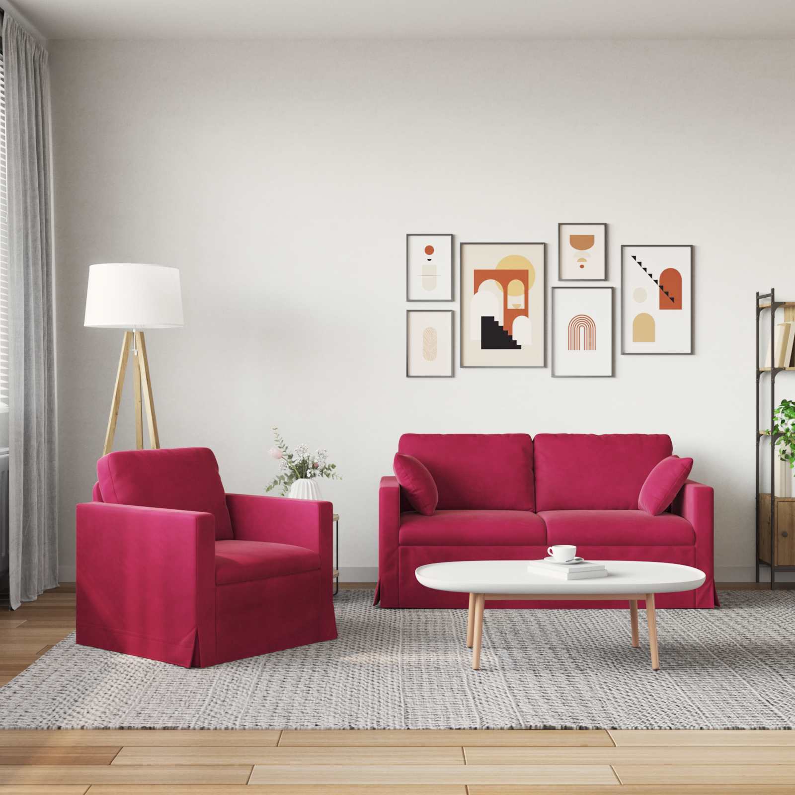 Set sofe 2 pcs Vinska crvena 158 x 78 x 80 cm Baršun