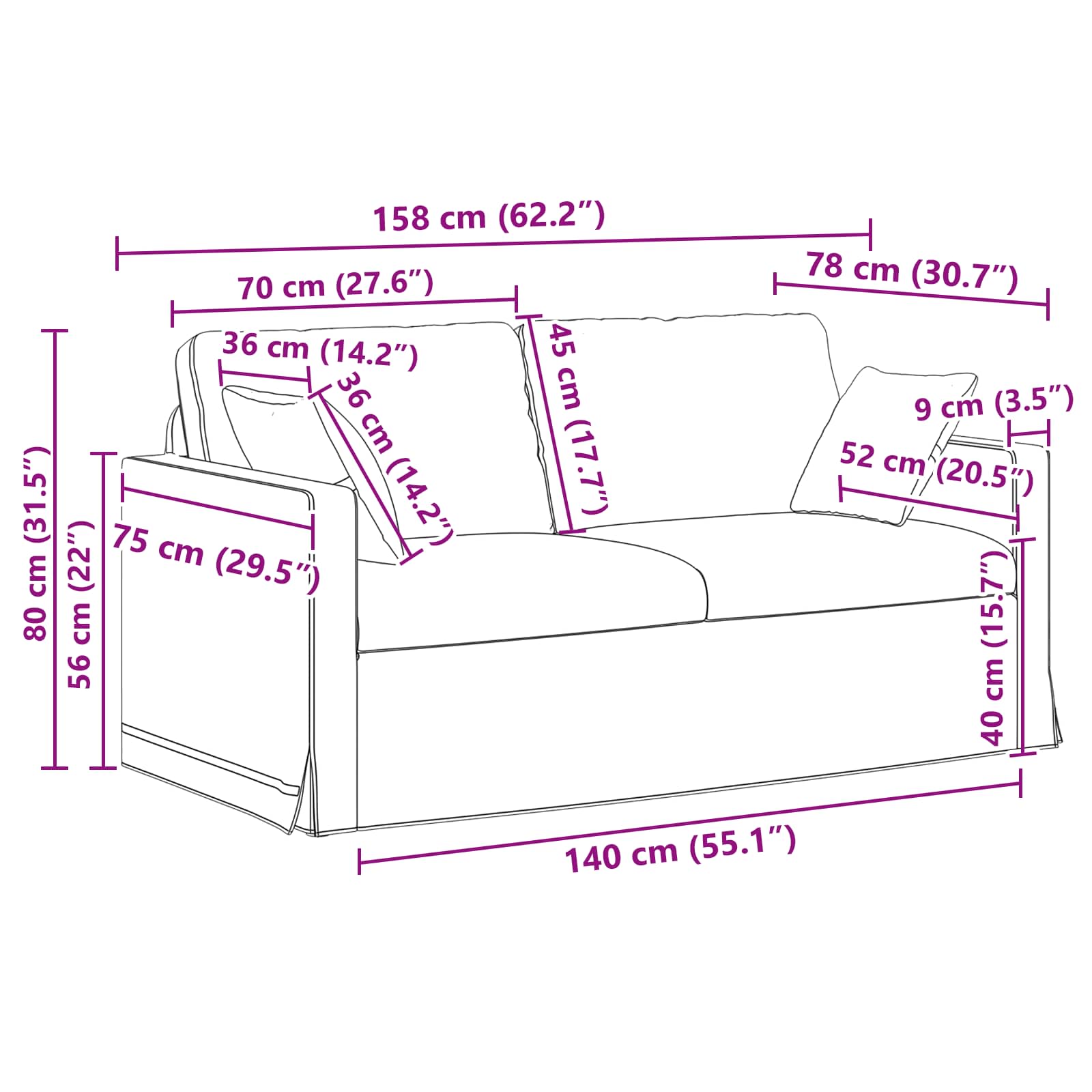 Set sofe 2 pcs Vinska crvena 158 x 78 x 80 cm Baršun