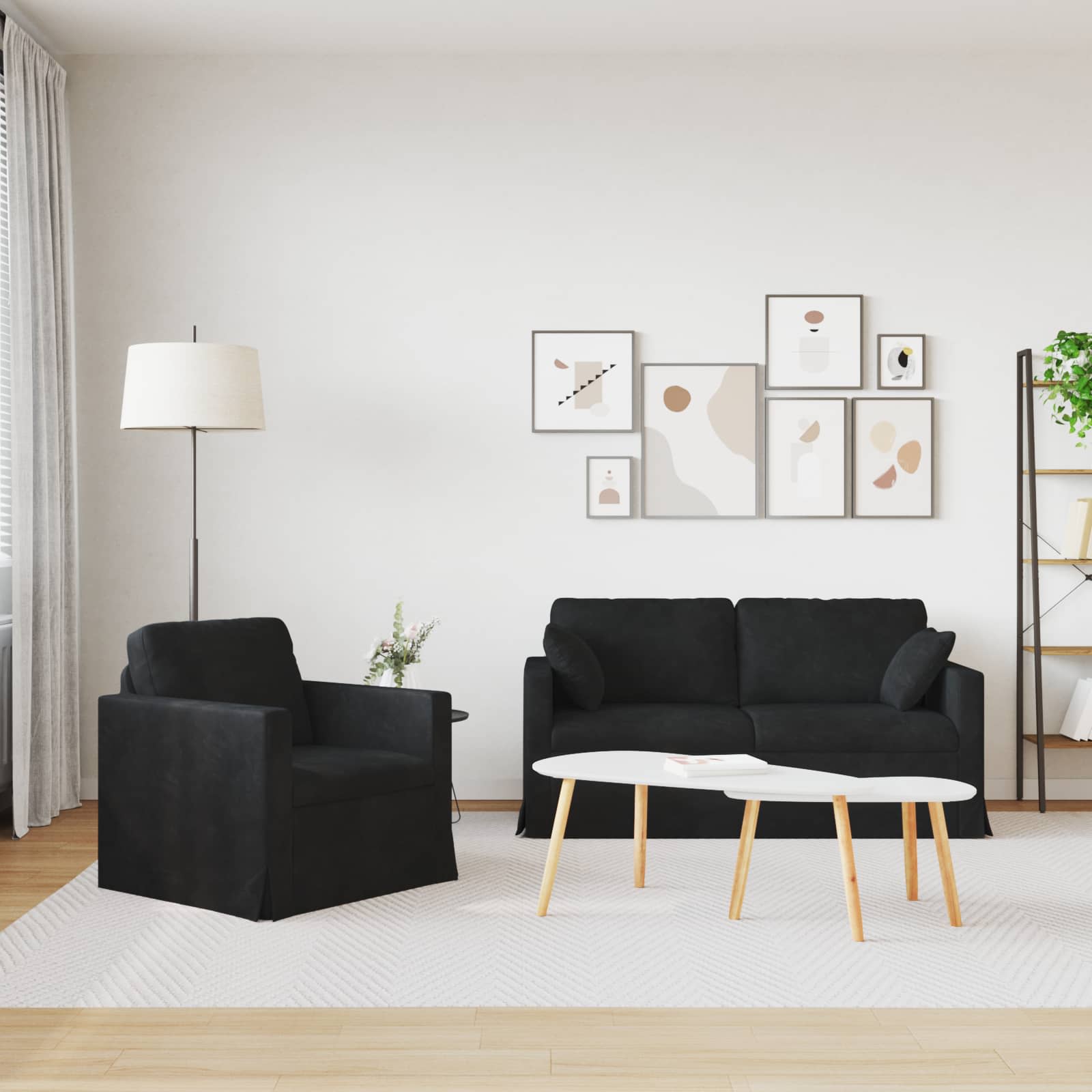 Set sofe 2 pcs Crna 158 x 78 x 80 cm Baršun