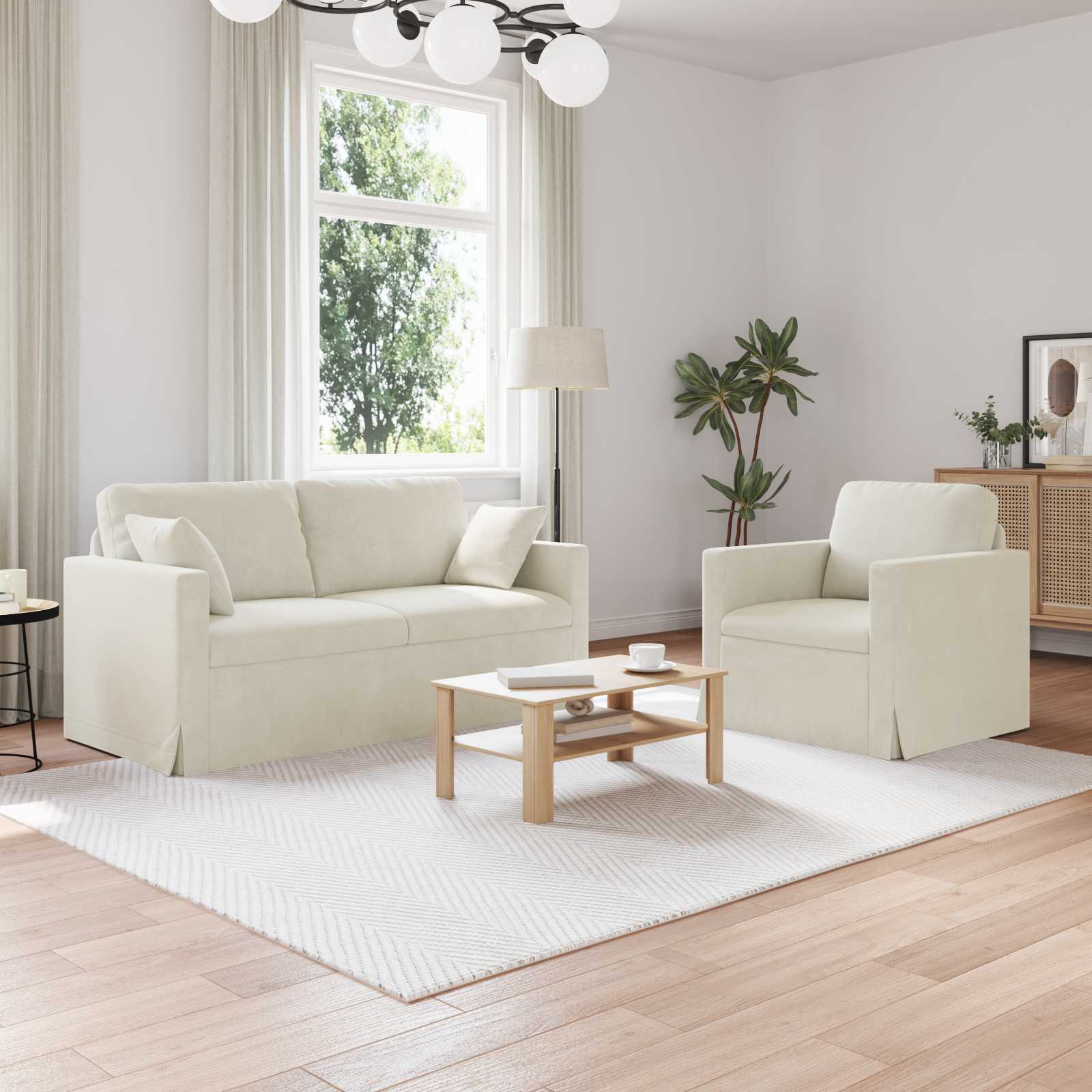 Set sofe 2 pcs Krema 158 x 78 x 80 cm Baršun