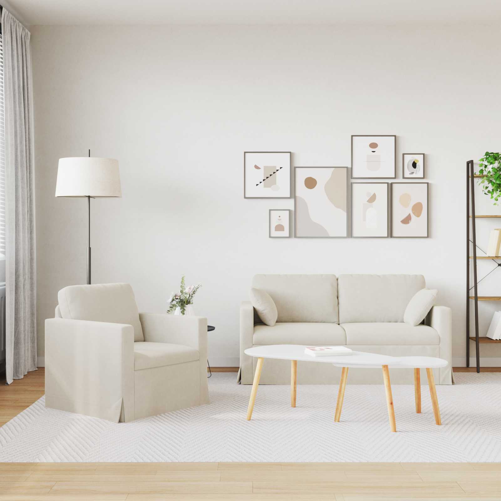 Set sofe 2 pcs Krema 158 x 78 x 80 cm Baršun