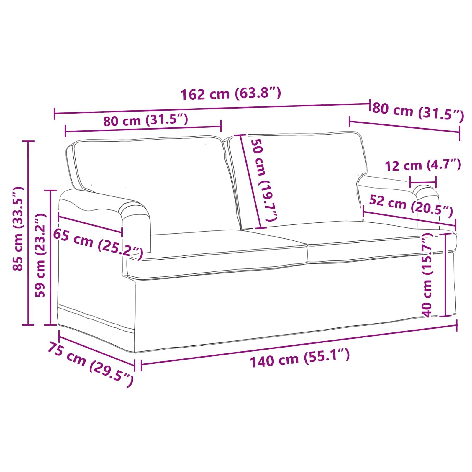 Set sofe 2 pcs Tamnozelena 162 x 80 x 85 cm tkanina