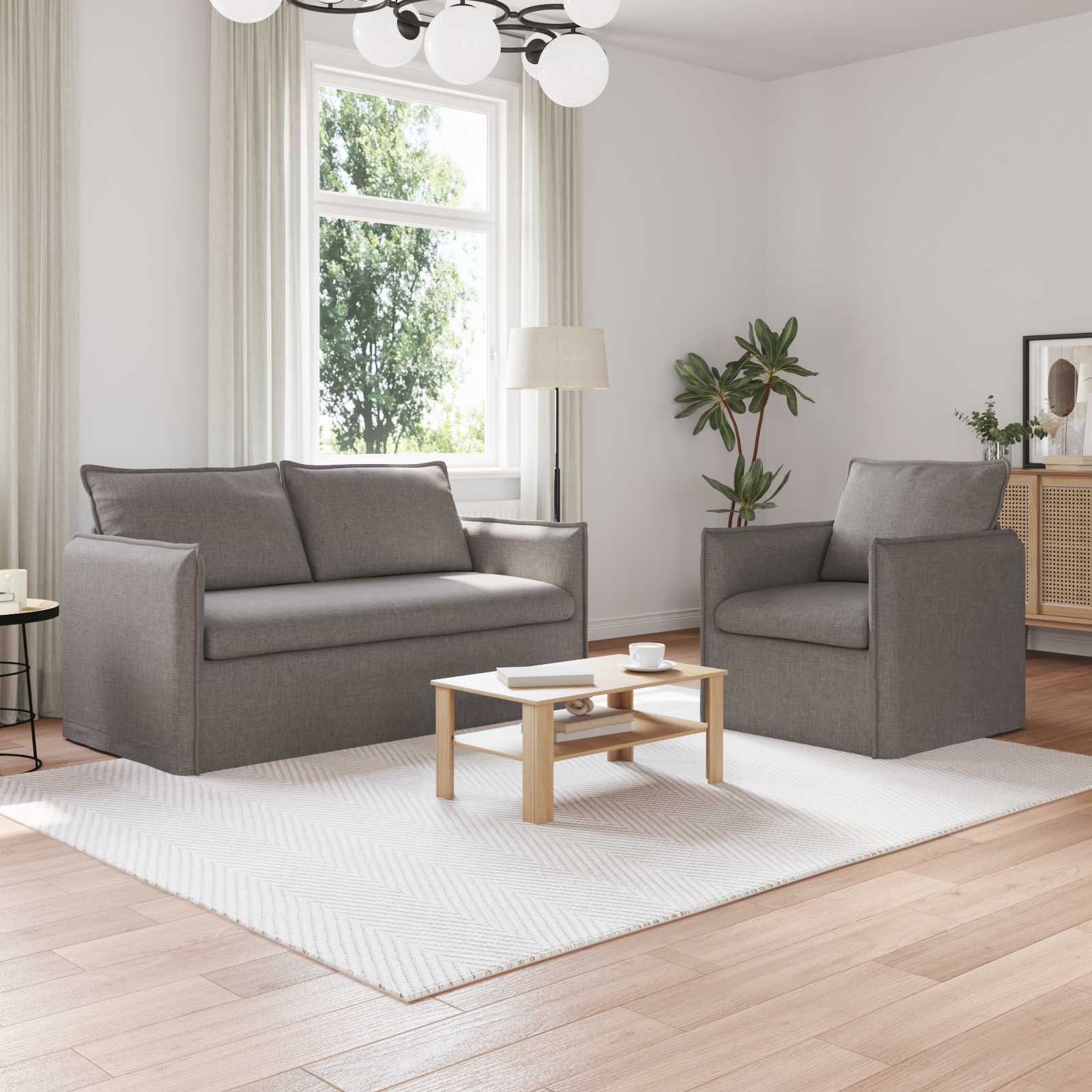 Set sofe 2 pcs Sivosmeđa 156 x 82 x 85 cm Tkanina