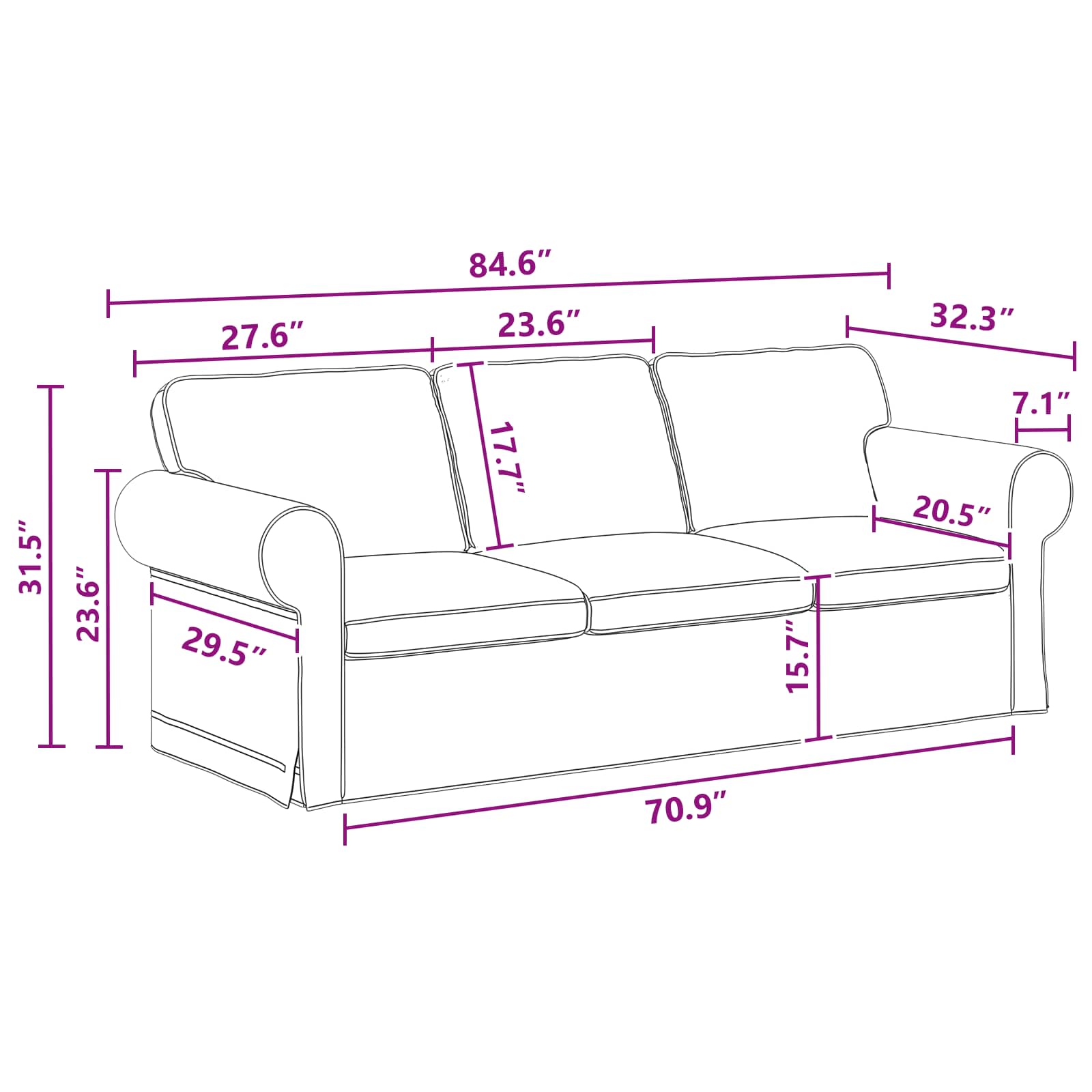 Set sofe 2 pcs Tamno siva 215 x 82 x 80 cm tkanina