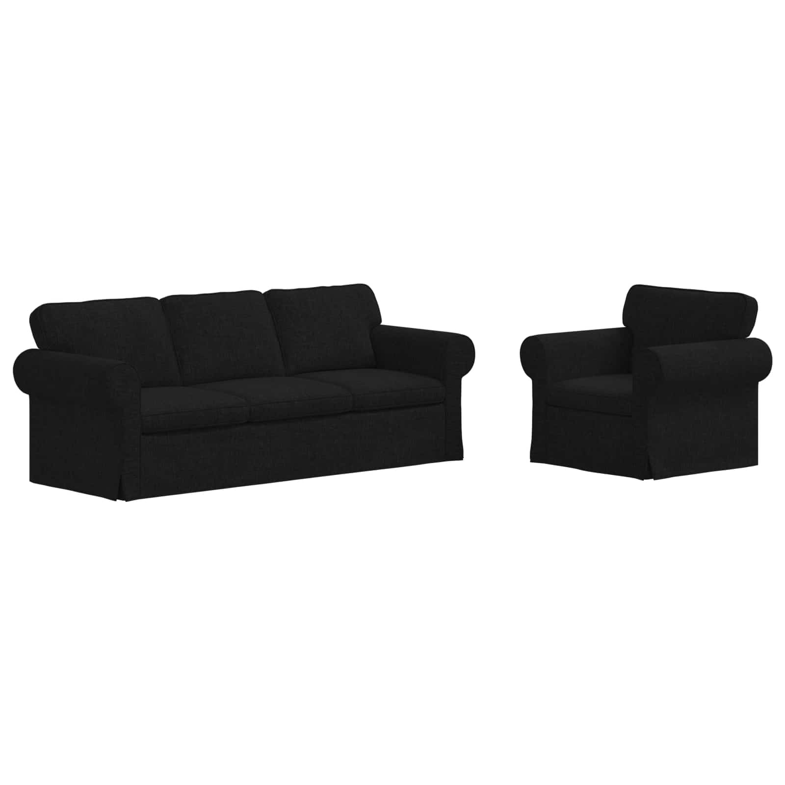 Set sofe 2 pcs Crna 215 x 82 x 80 cm tkanina
