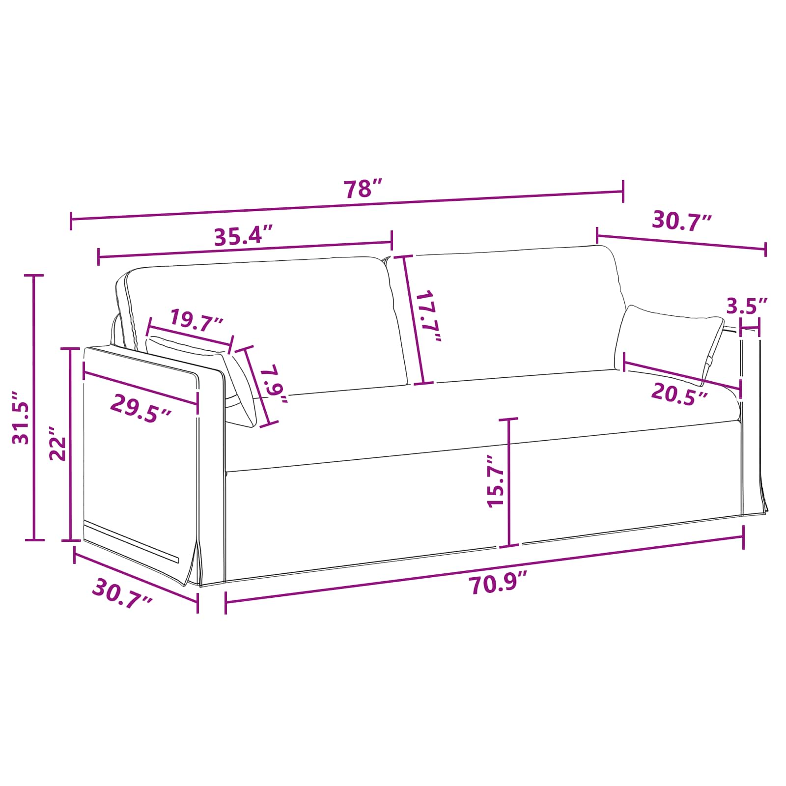 Set sofe 2 pcs Svijetlo siva 198 x 78 x 80 cm tkanina