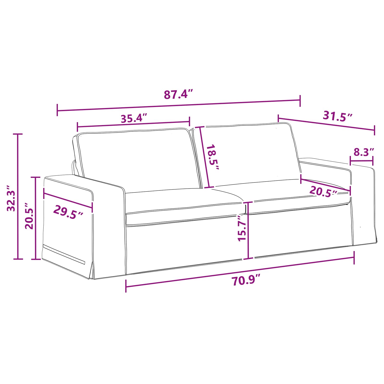Set sofe 2 pcs Tamno siva 222 x 80 x 82 cm tkanina