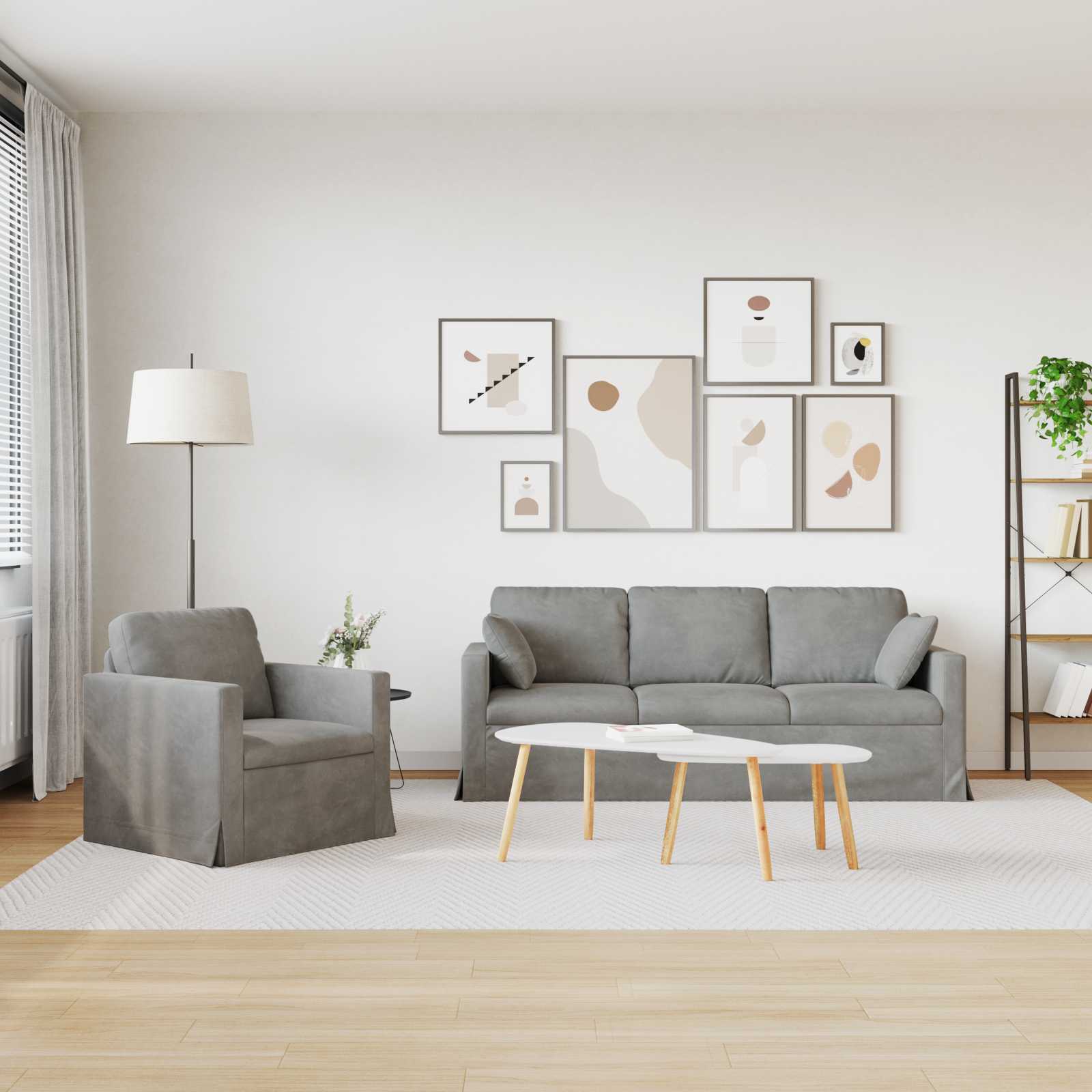 Set sofe 2 pcs Svijetlo siva 198 x 78 x 80 cm Baršun
