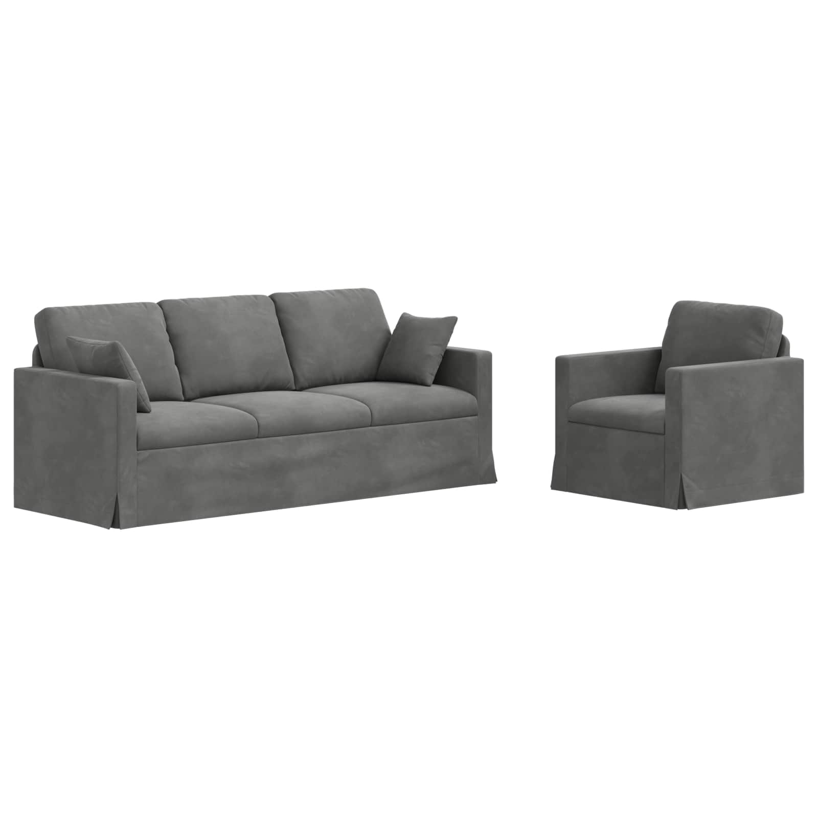 Set sofe 2 pcs Tamno siva 198 x 78 x 80 cm Baršun