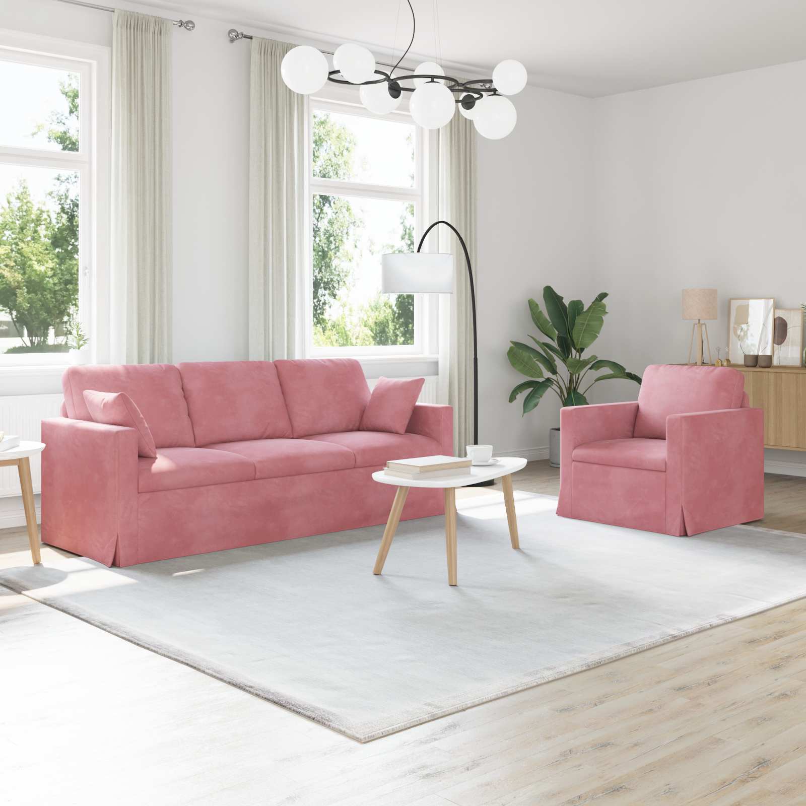 Set sofe 2 pcs Ružičasta 198 x 78 x 80 cm Baršun