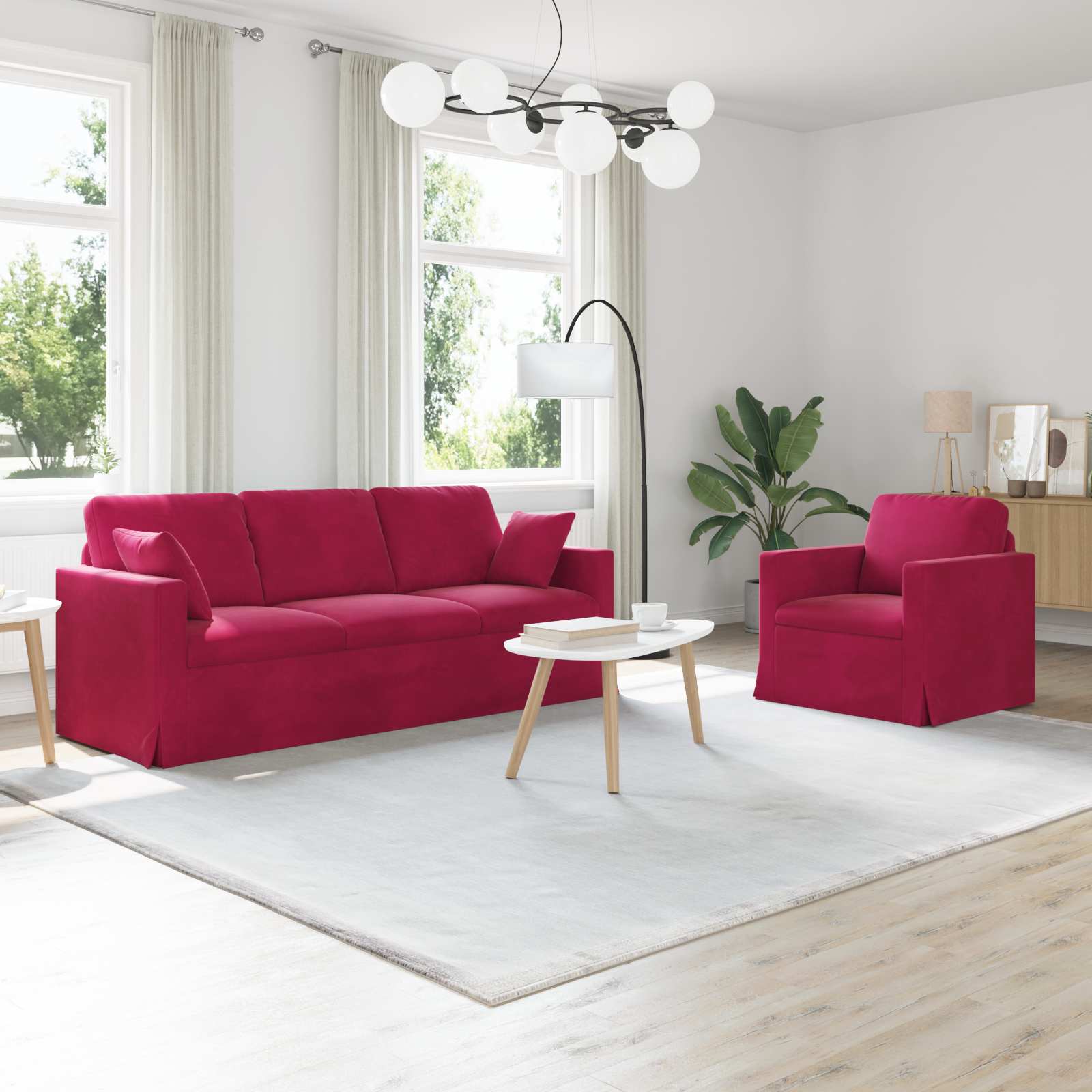 Set sofe 2 pcs Vinska crvena 198 x 78 x 80 cm Baršun