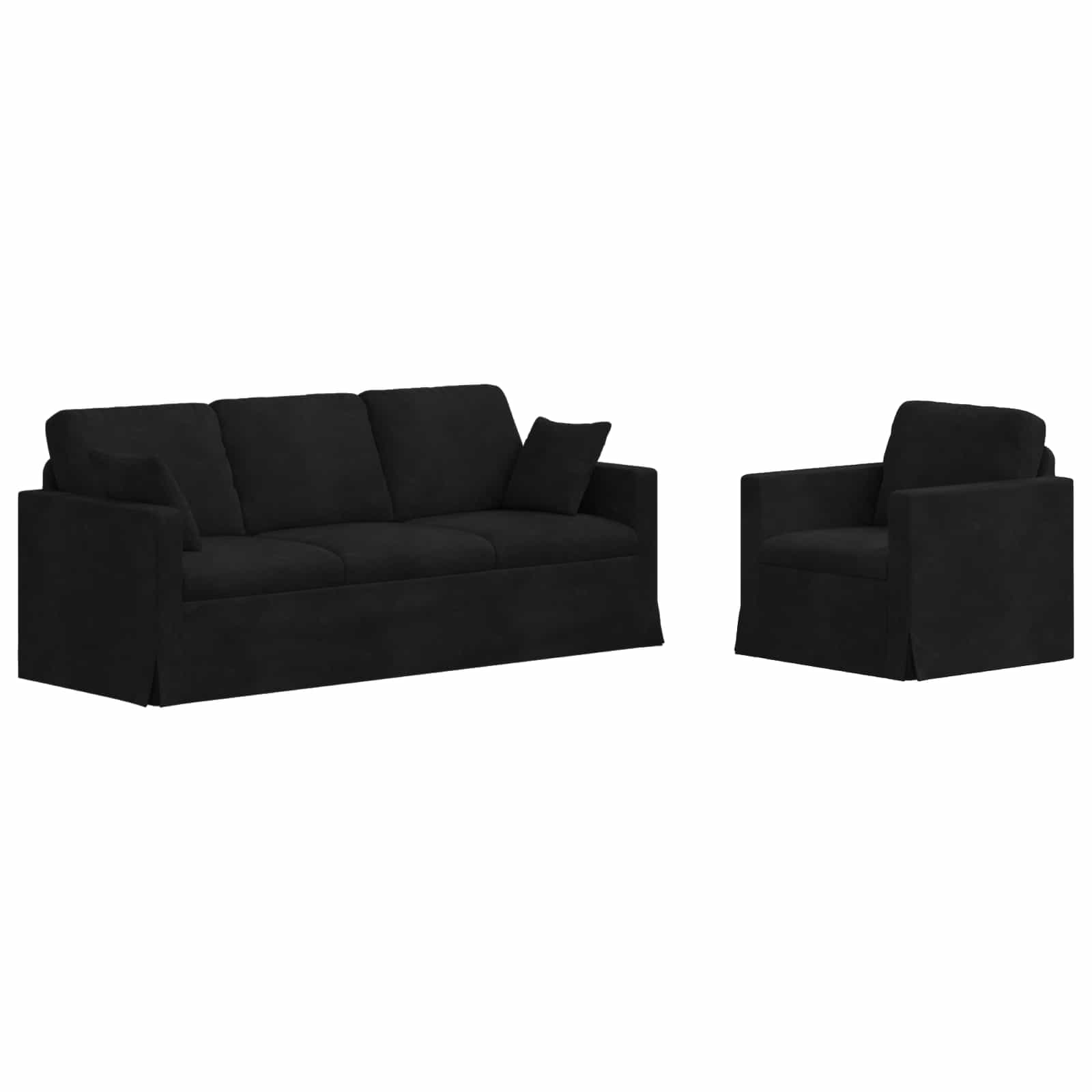 Set sofe 2 pcs Crna 198 x 78 x 80 cm Baršun