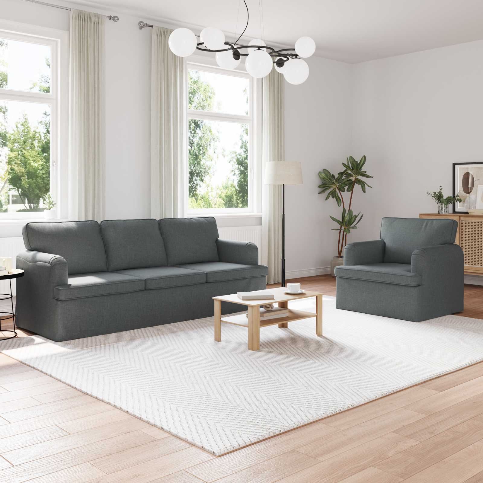 Set sofe 2 pcs Tamno siva 201 x 80 x 85 cm tkanina