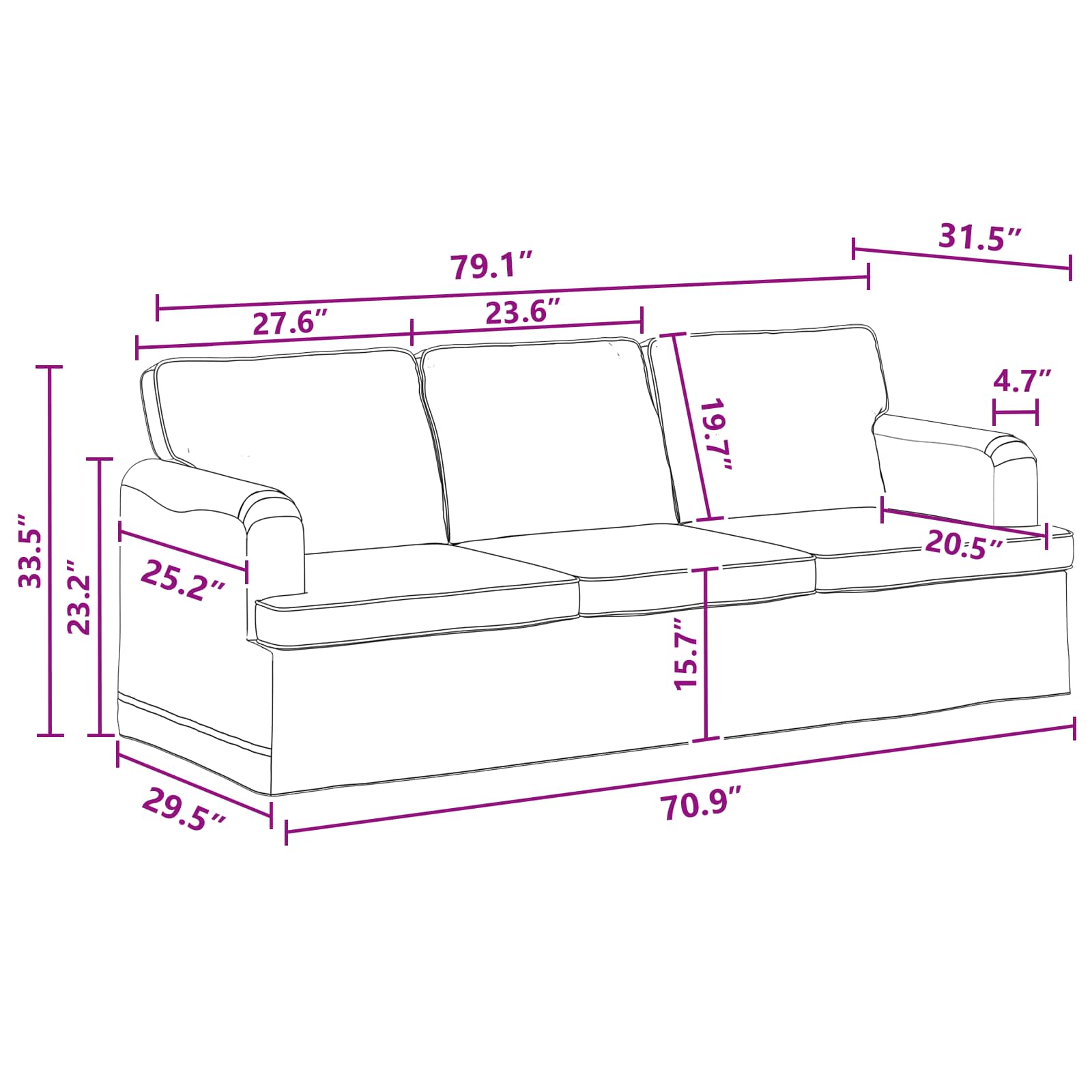 Set sofe 2 pcs Tamno siva 201 x 80 x 85 cm tkanina