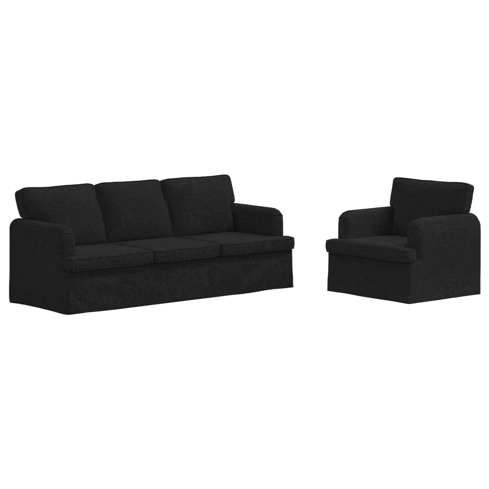 Set sofe 2 pcs Crna 201 x 80 x 85 cm tkanina