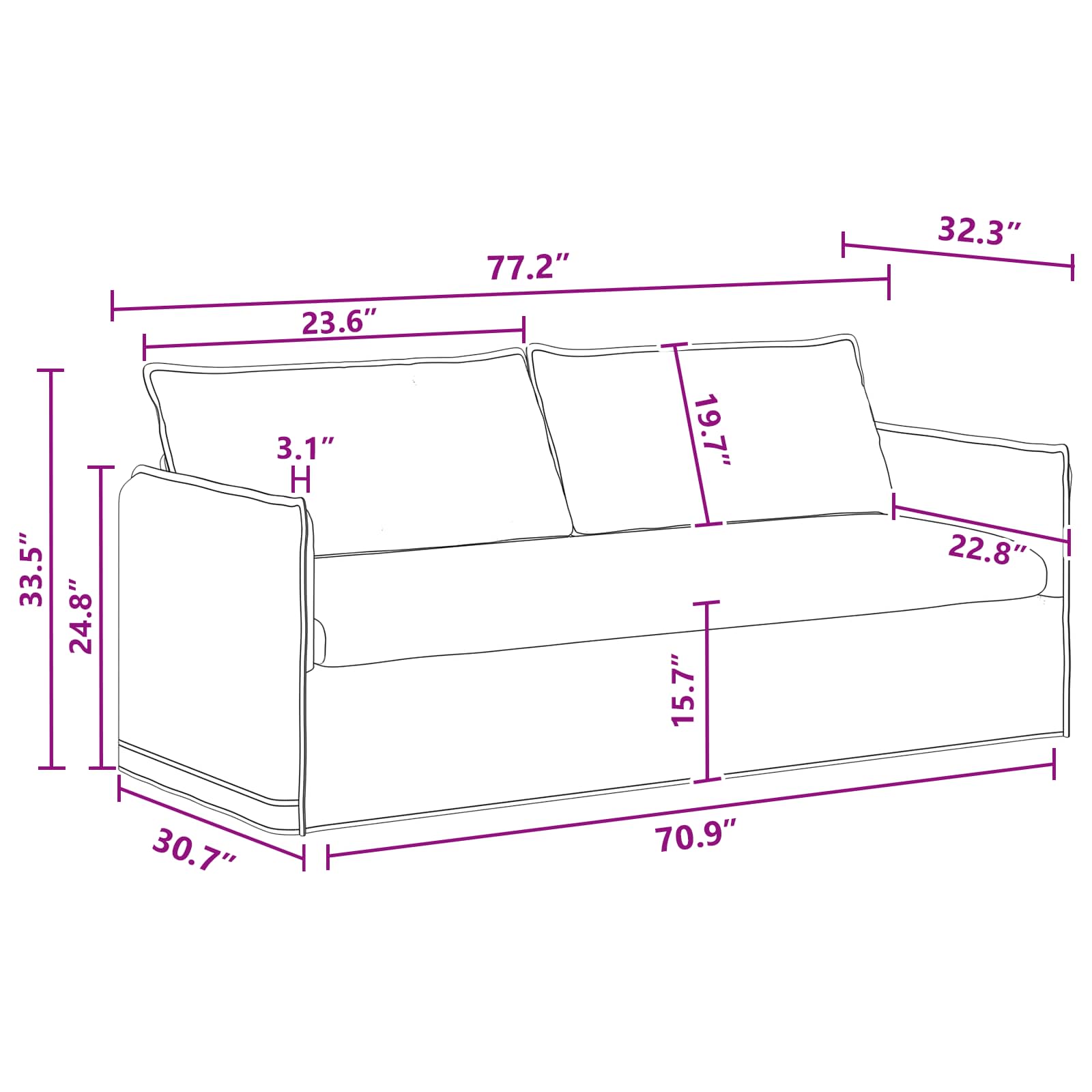 Set sofe 2 pcs Tamnosiva 196 x 82 x 85 cm Tkanina