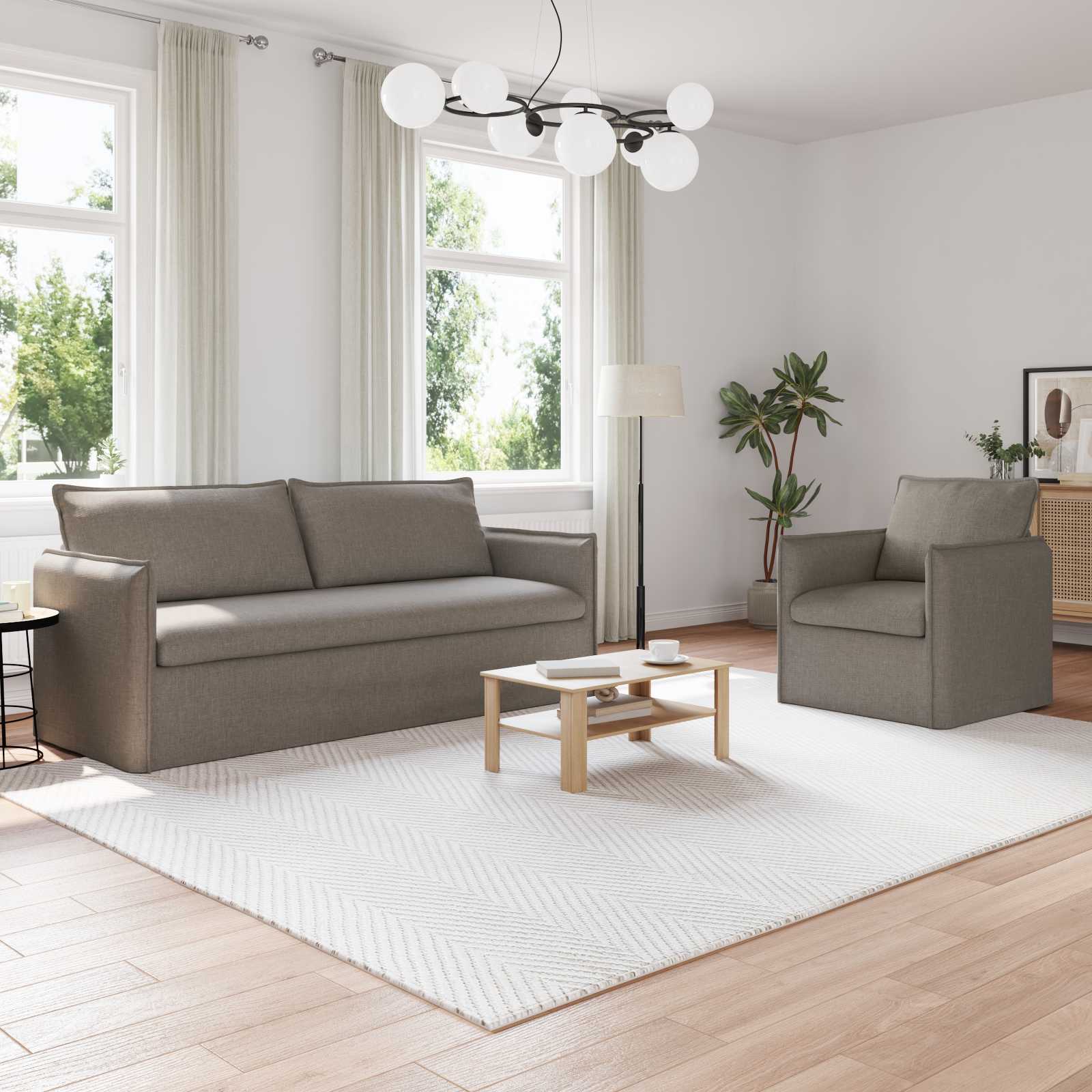 Set sofe 2 pcs Sivosmeđa 196 x 82 x 85 cm Tkanina
