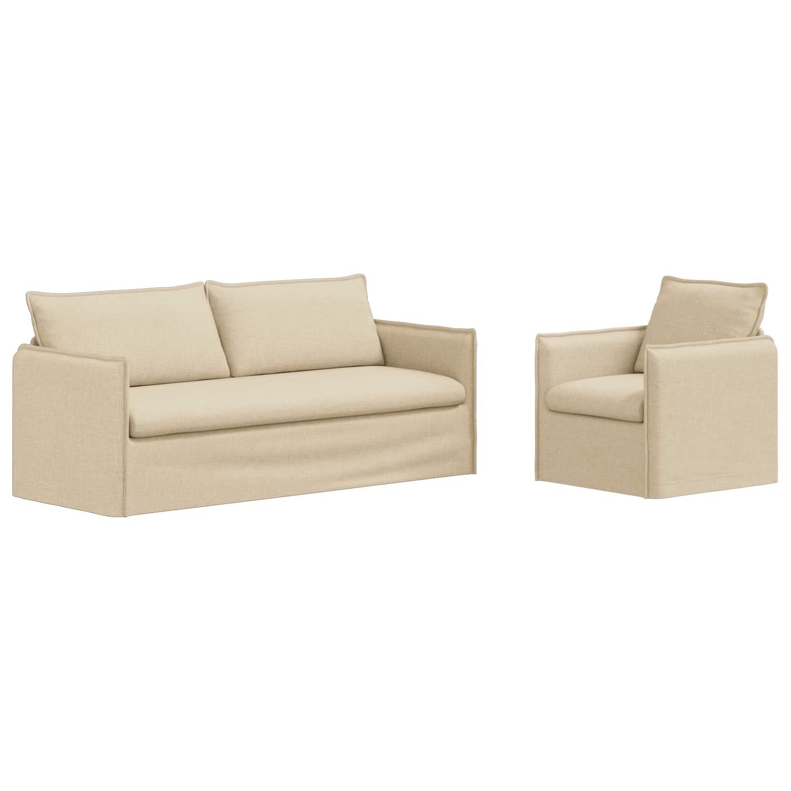 Set sofe 2 pcs Krem 196 x 82 x 85 cm Tkanina